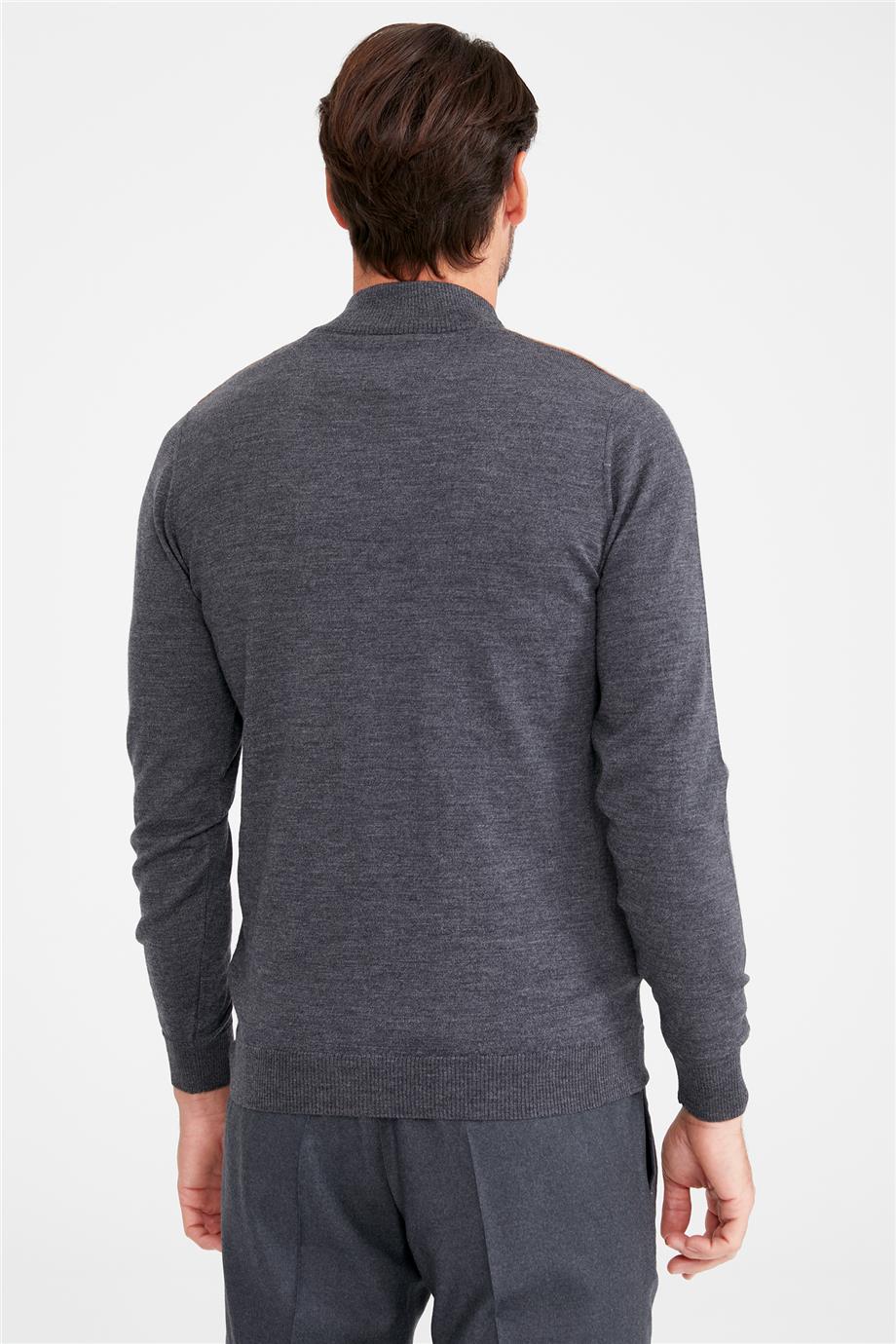 Antrasit Trio Yaka Yün Triko
