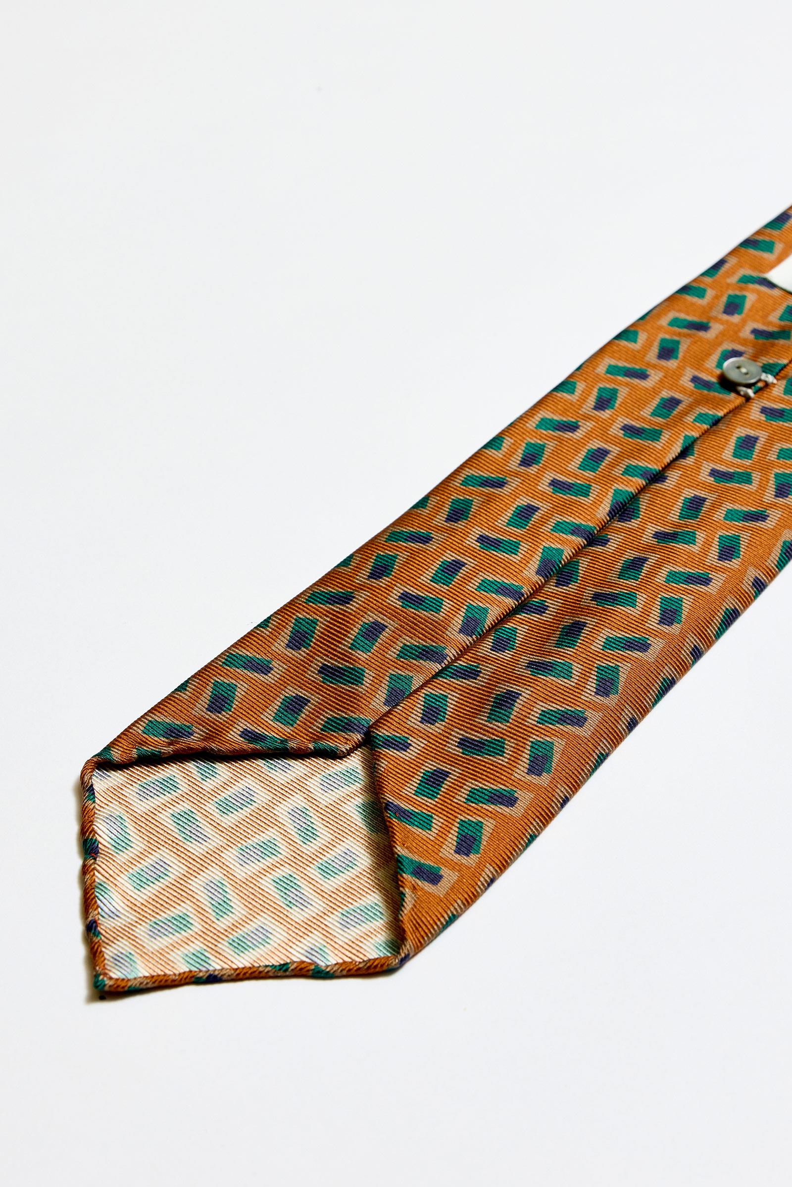 Bakır Yeşil Astarsız 5 Fold İpek Kravat