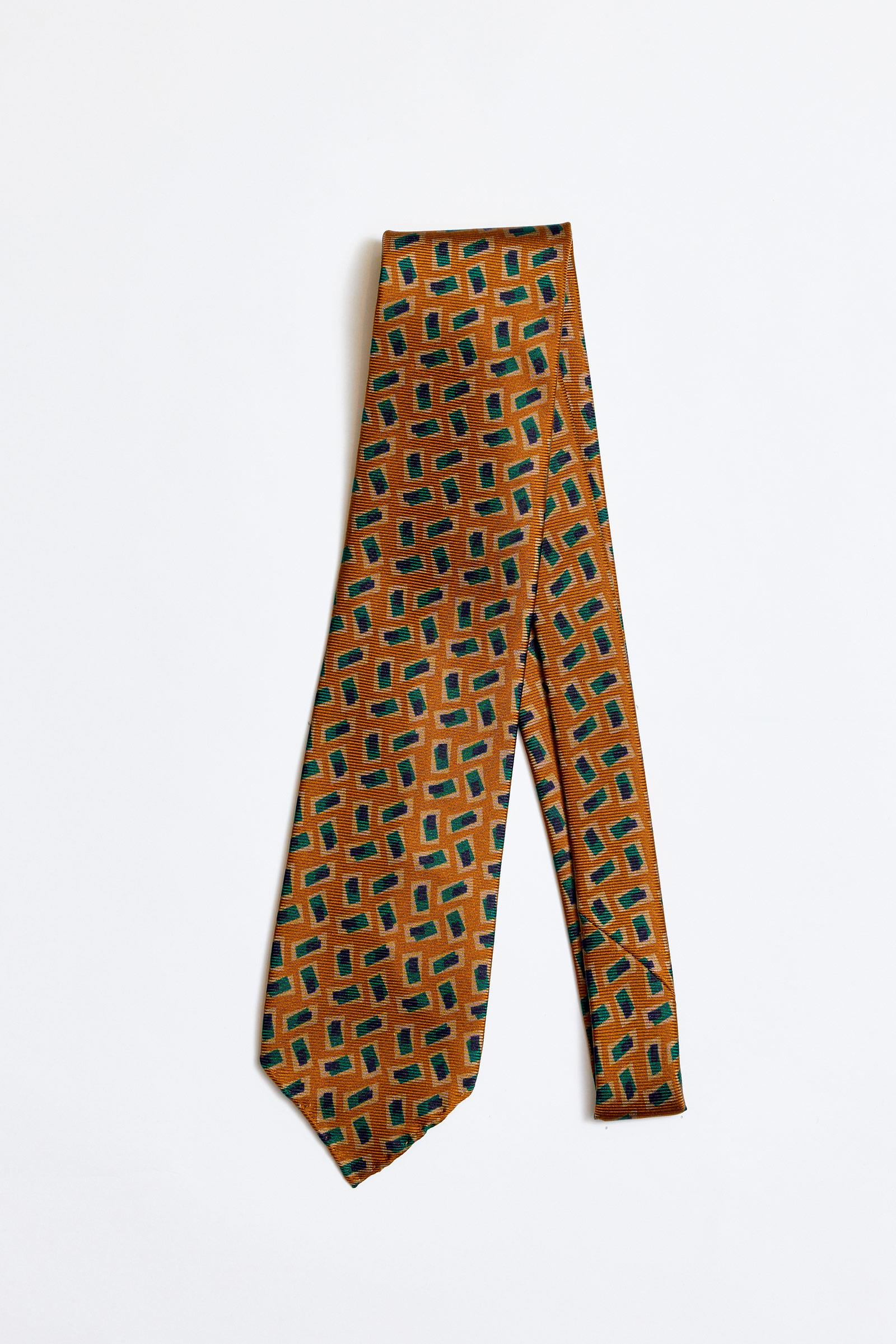 Bakır Yeşil Astarsız 5 Fold İpek Kravat