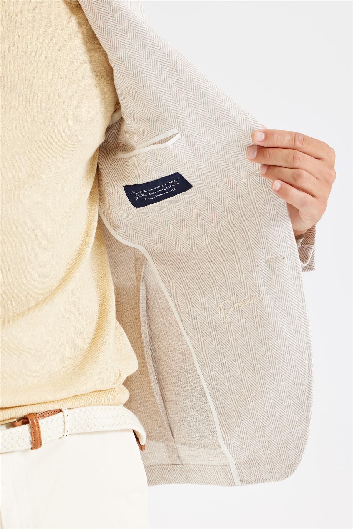 Bej Balık Sırtı Pamuk Ceket