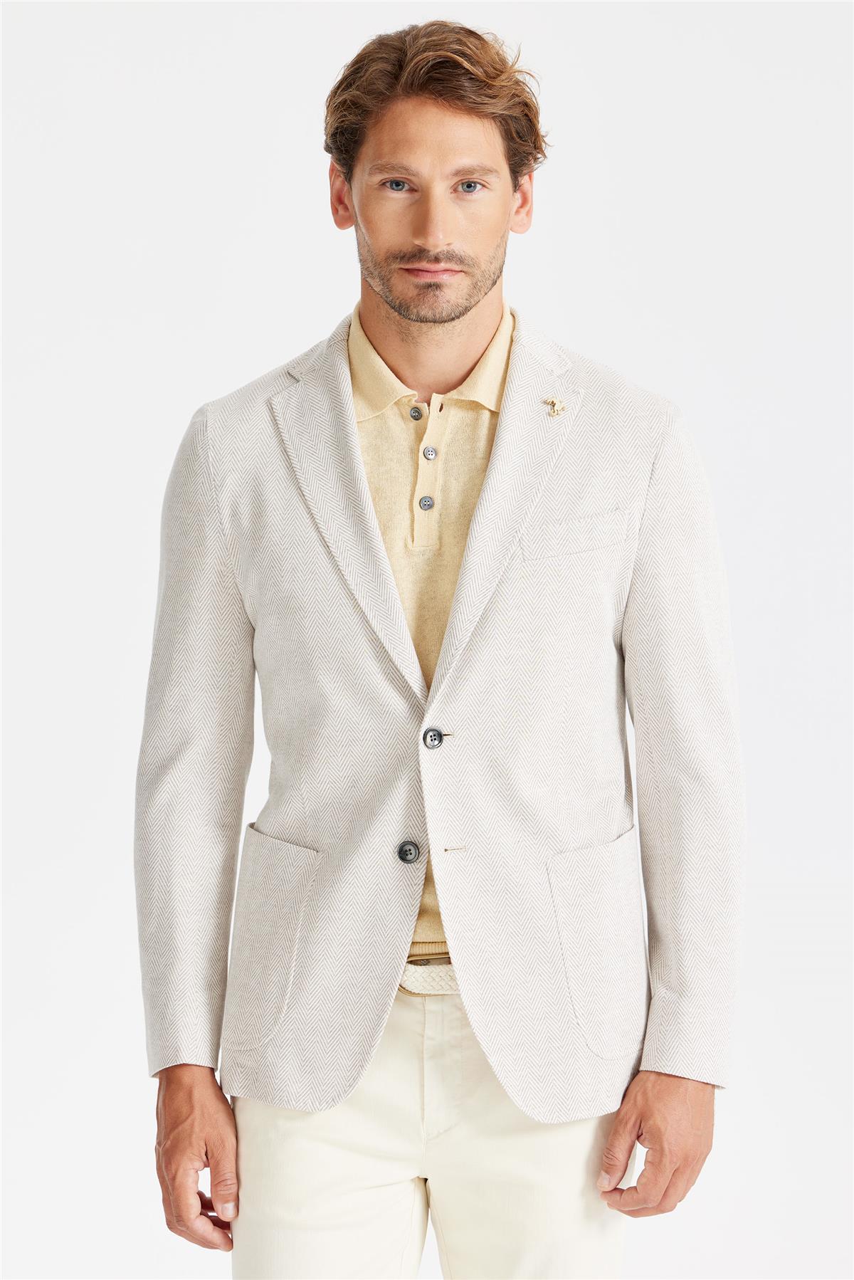 Bej Balık Sırtı Pamuk Ceket