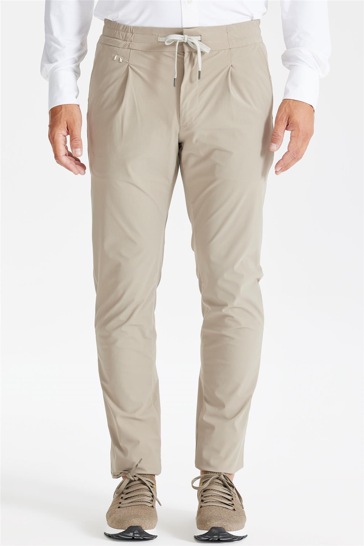Bej Beli Kordonlu Teknik Pantolon