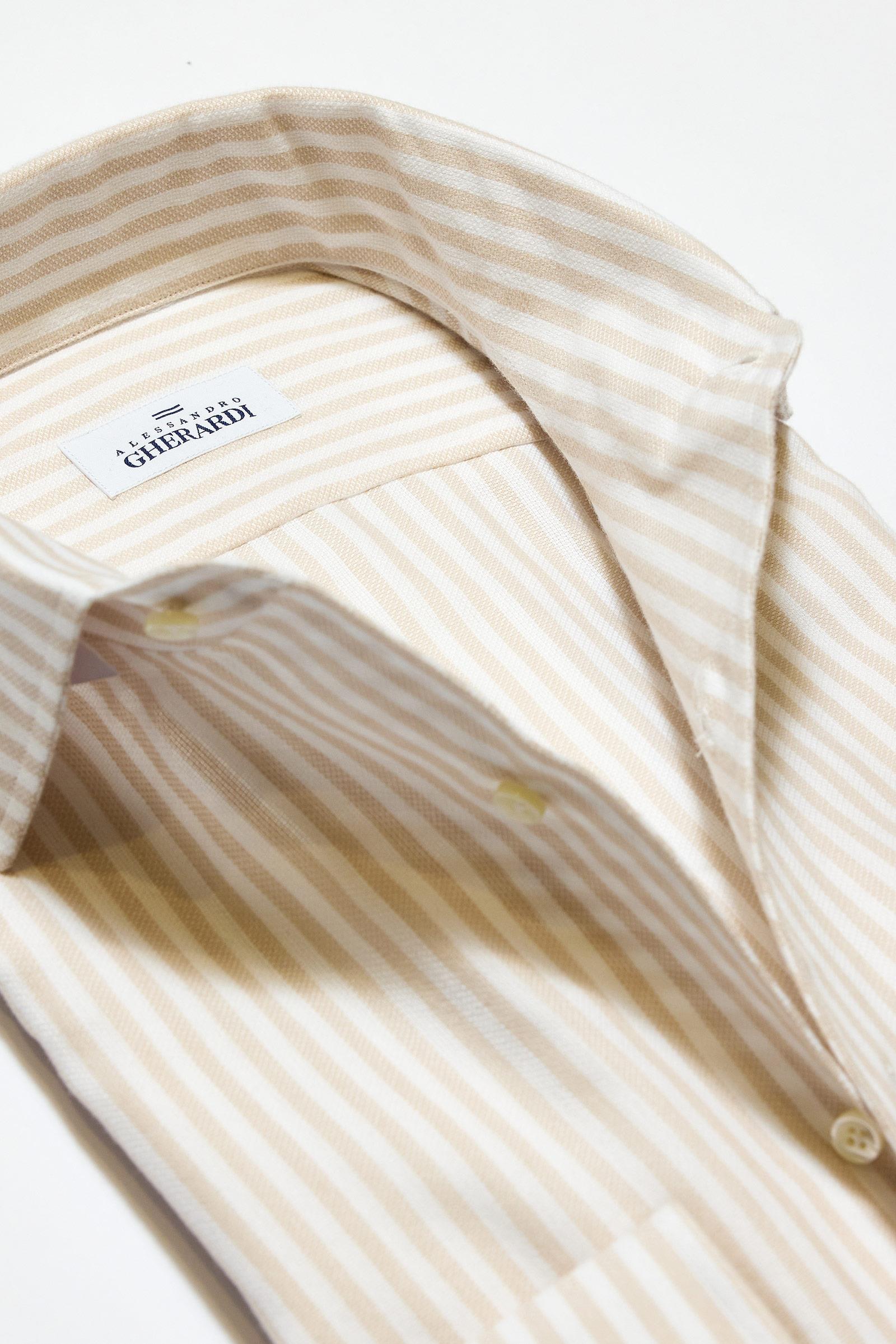 Bej Beyaz Çizgili One-Piece Pamuk Gömlek