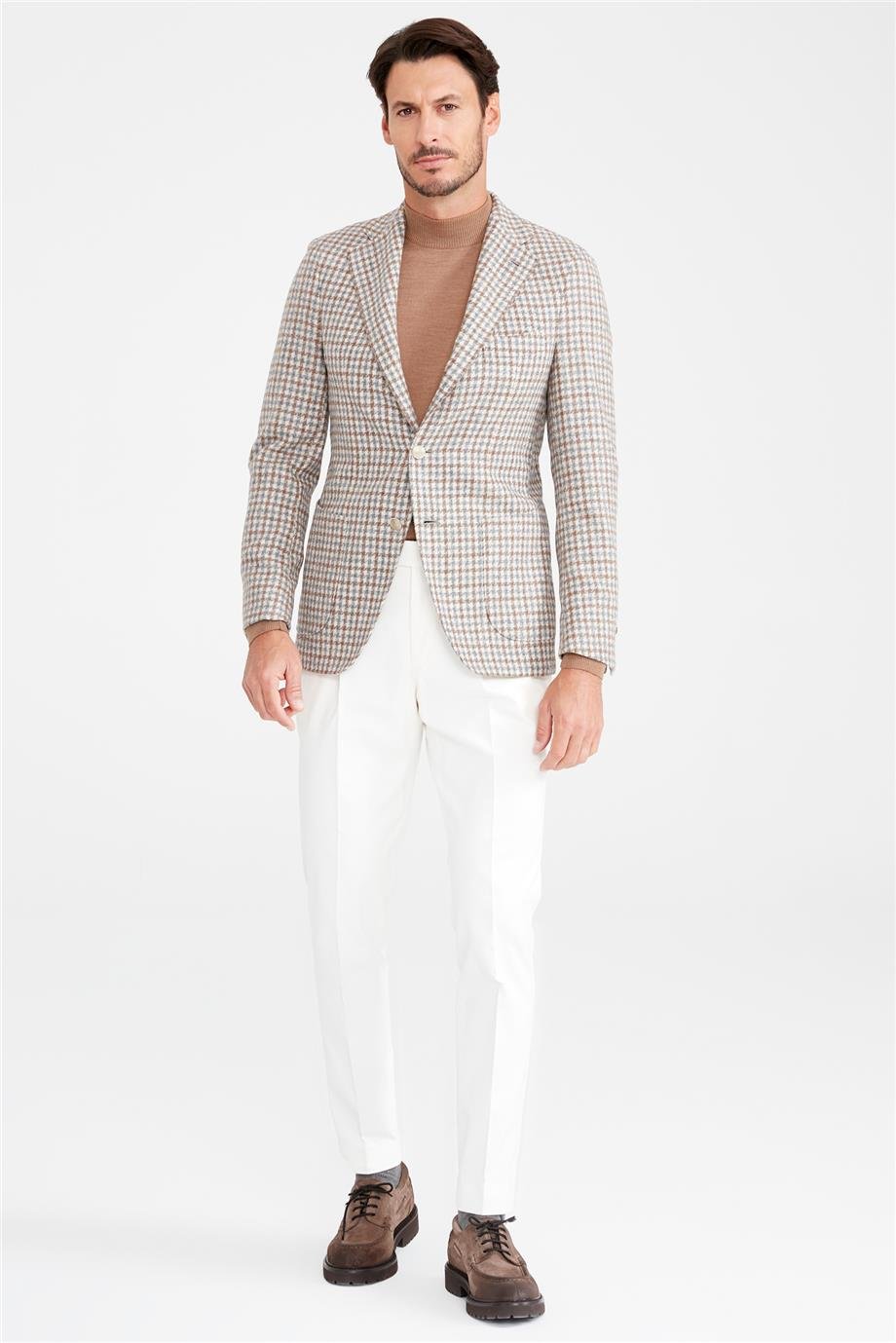 Bej Gri Alpaka Yün Ceket