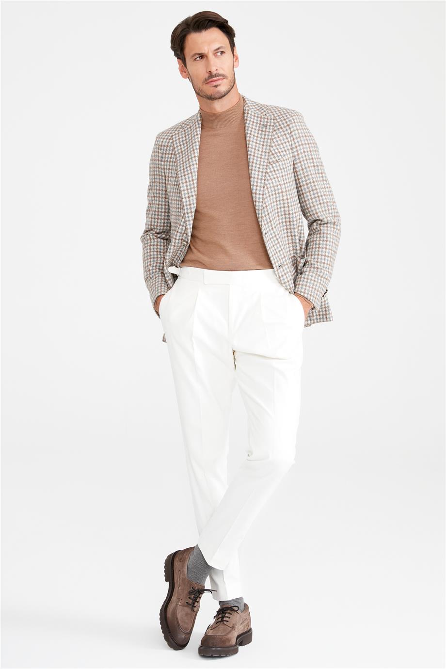 Bej Gri Alpaka Yün Ceket