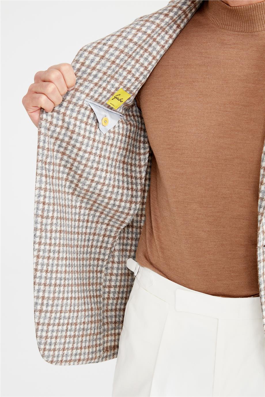 Bej Gri Alpaka Yün Ceket