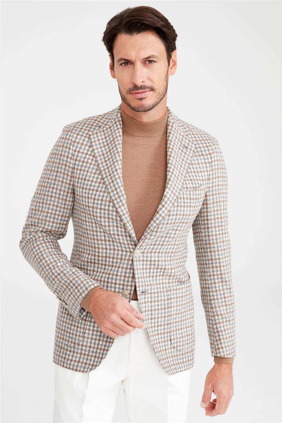 Bej Gri Alpaka Yün Ceket