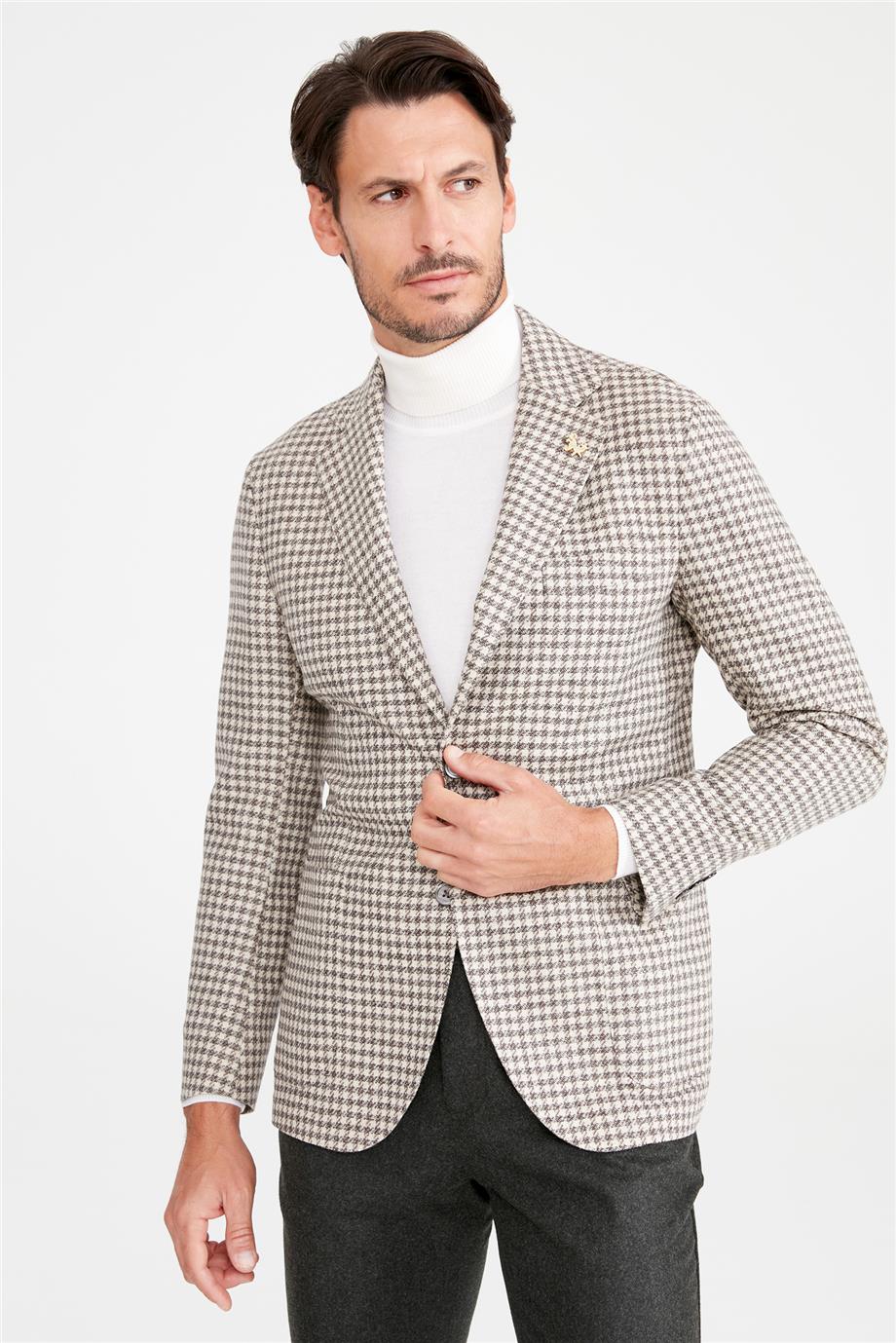 Bej Kahve Yün Kaşmir Ceket