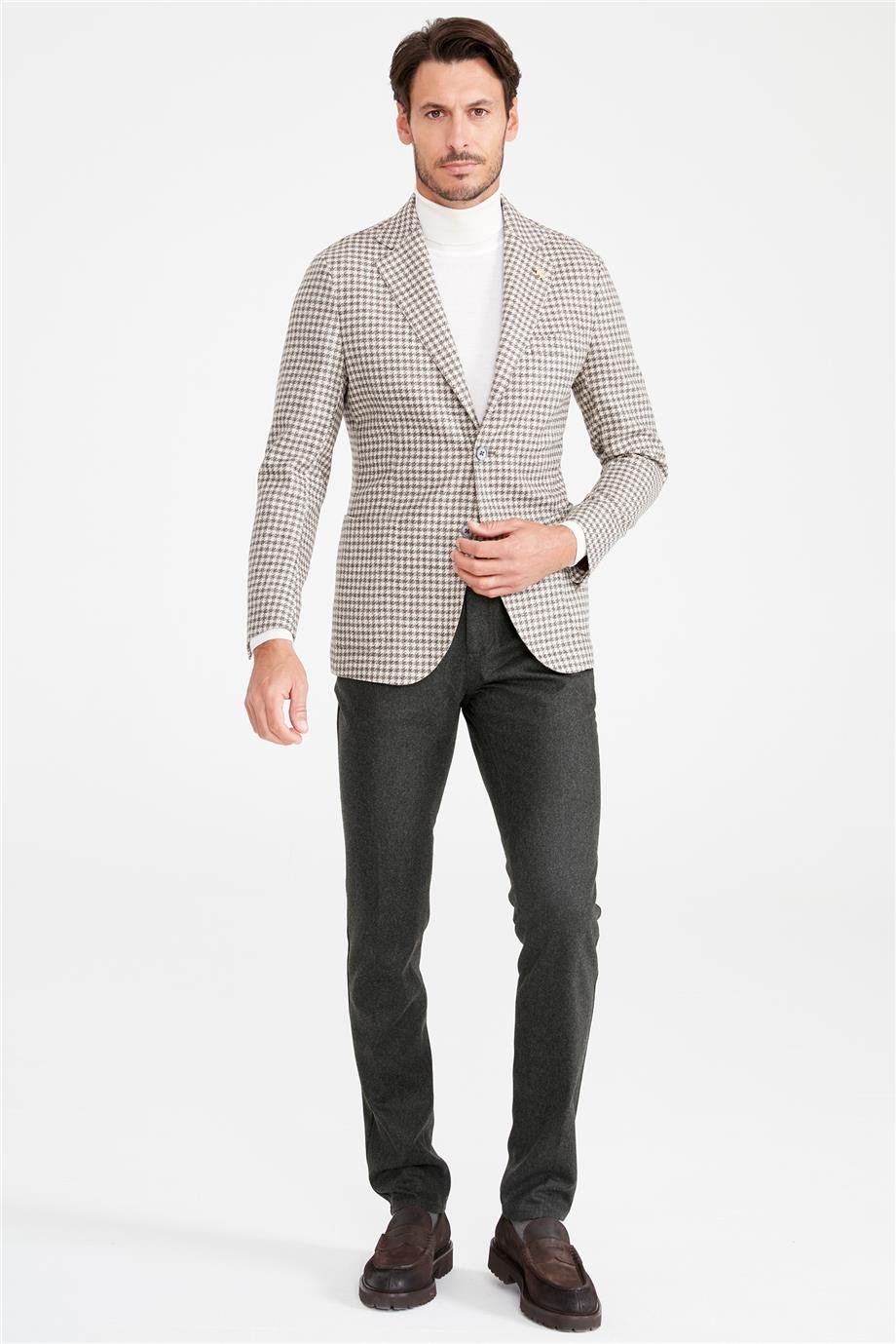 Bej Kahve Yün Kaşmir Ceket