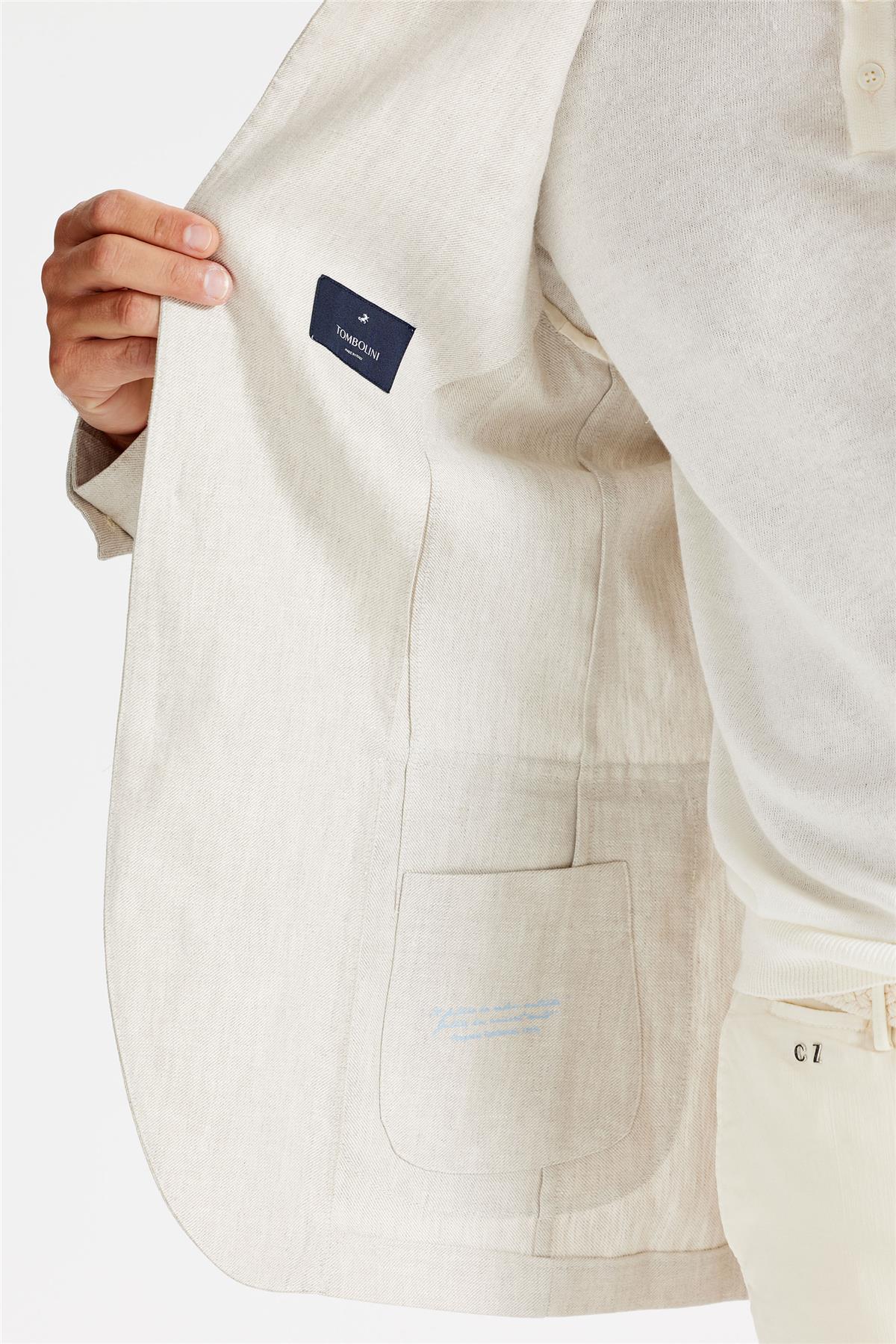 Bej Keten Safari Ceket