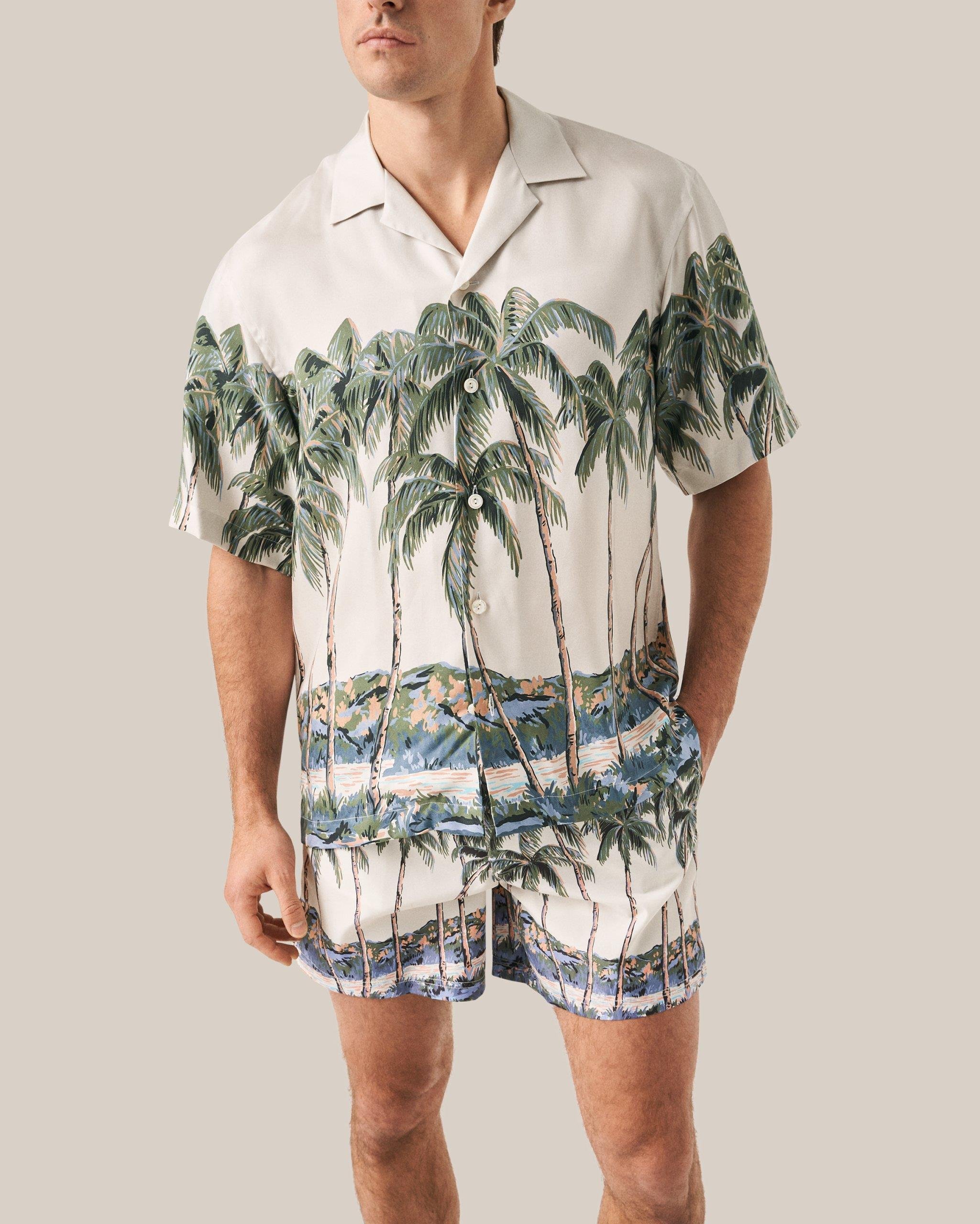 Bej Palmiye Desenli Mayo