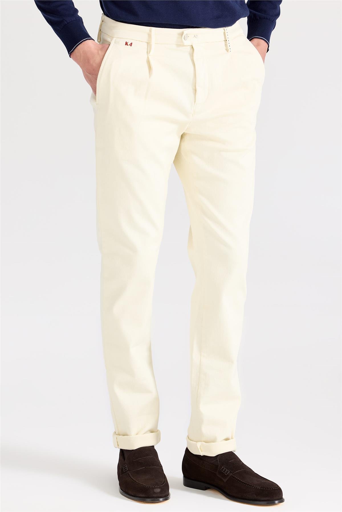 Bej Pamuk Chino Pantolon