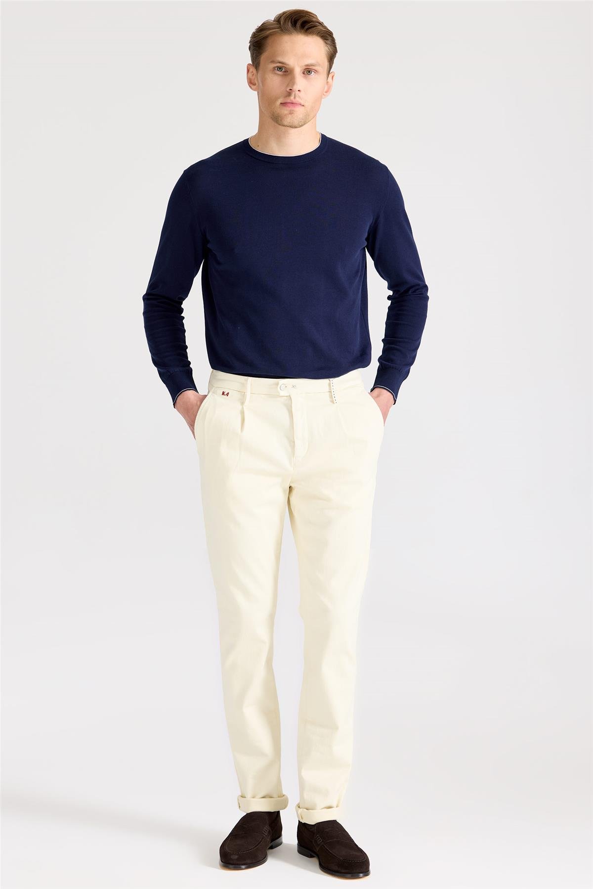 Bej Pamuk Chino Pantolon