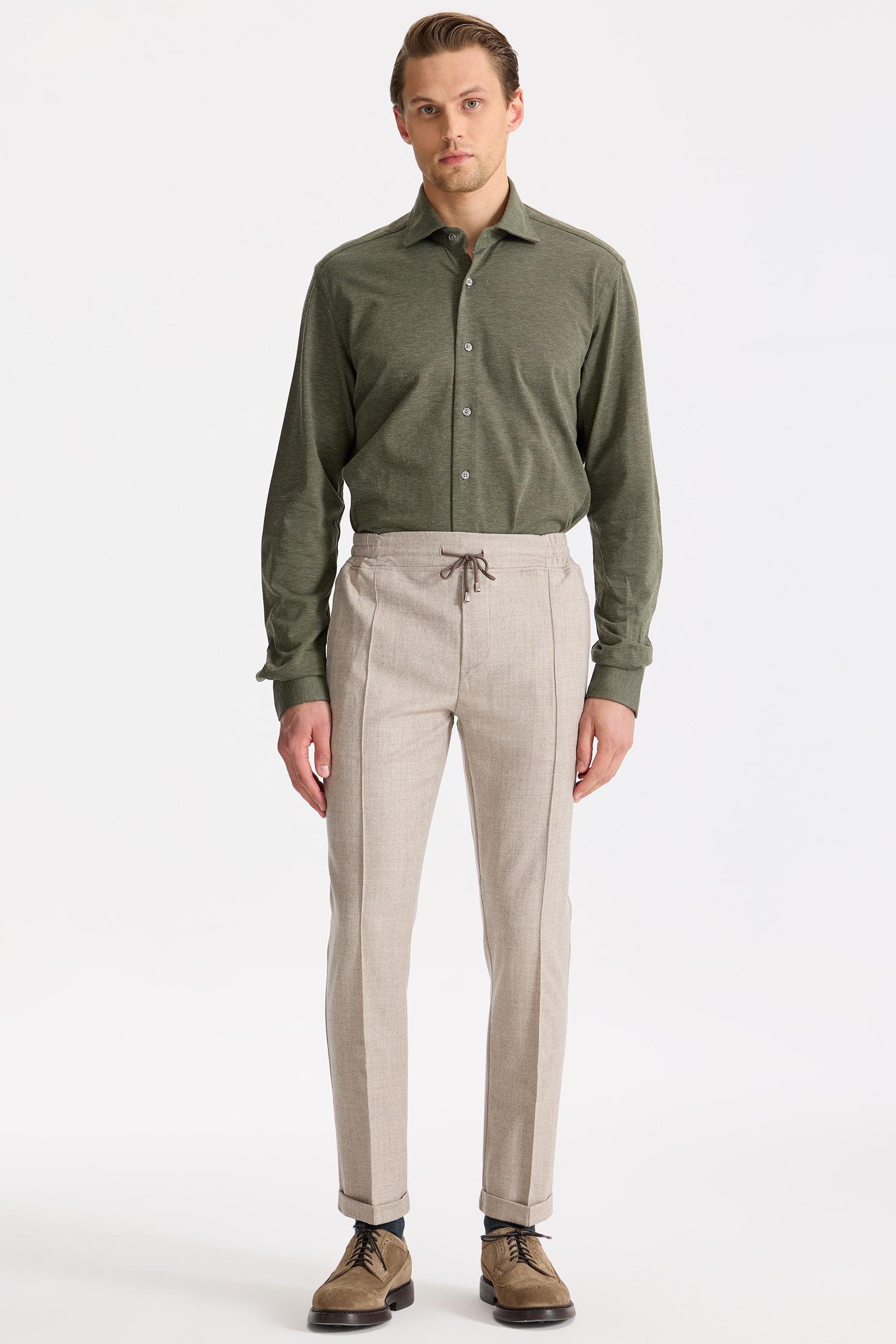 Bej Saf Yün Spor Pantolon