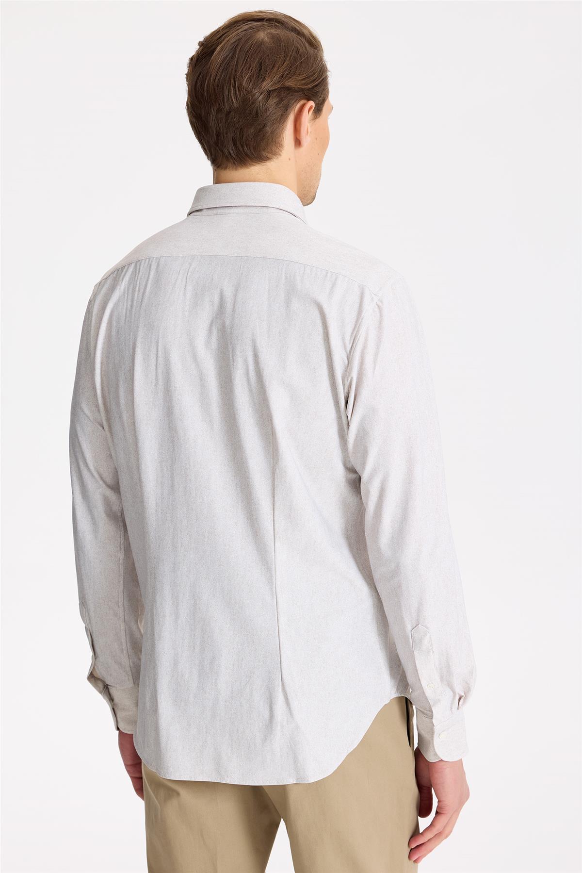 Bej Teknik Kumaş Gömlek