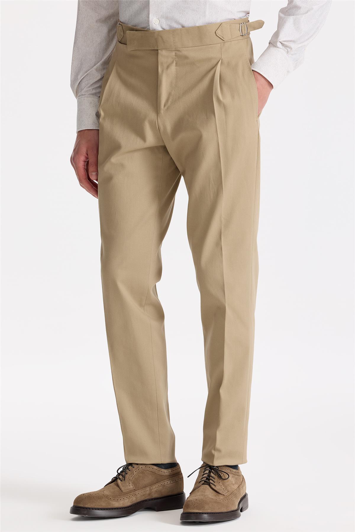 Bej Tokalı Pamuk Pantolon