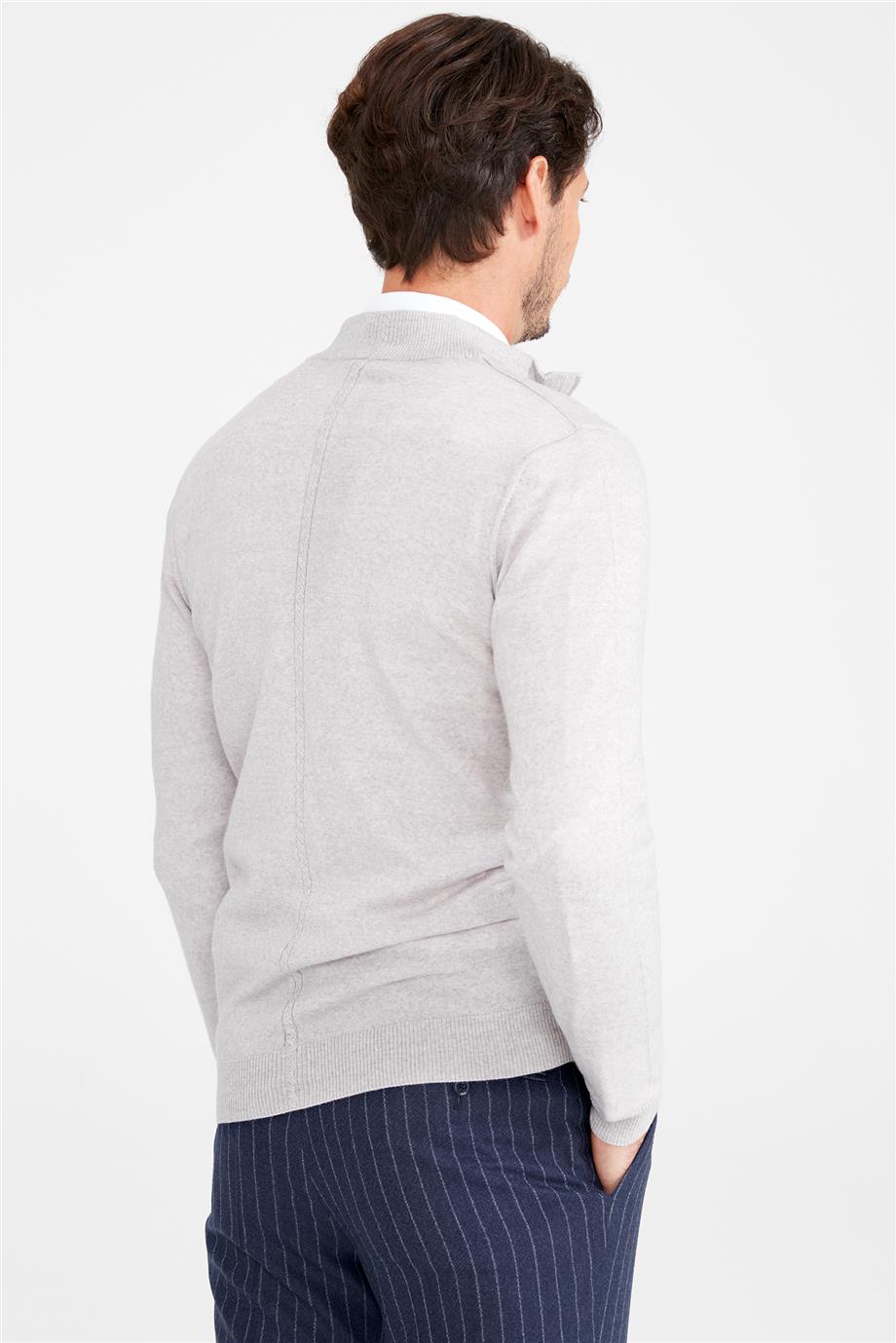 Bej Trio Yaka Yün Triko