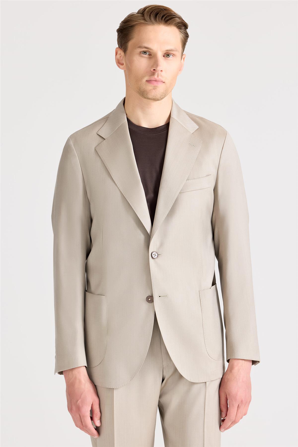 Bej Yün İpek Takım Elbise