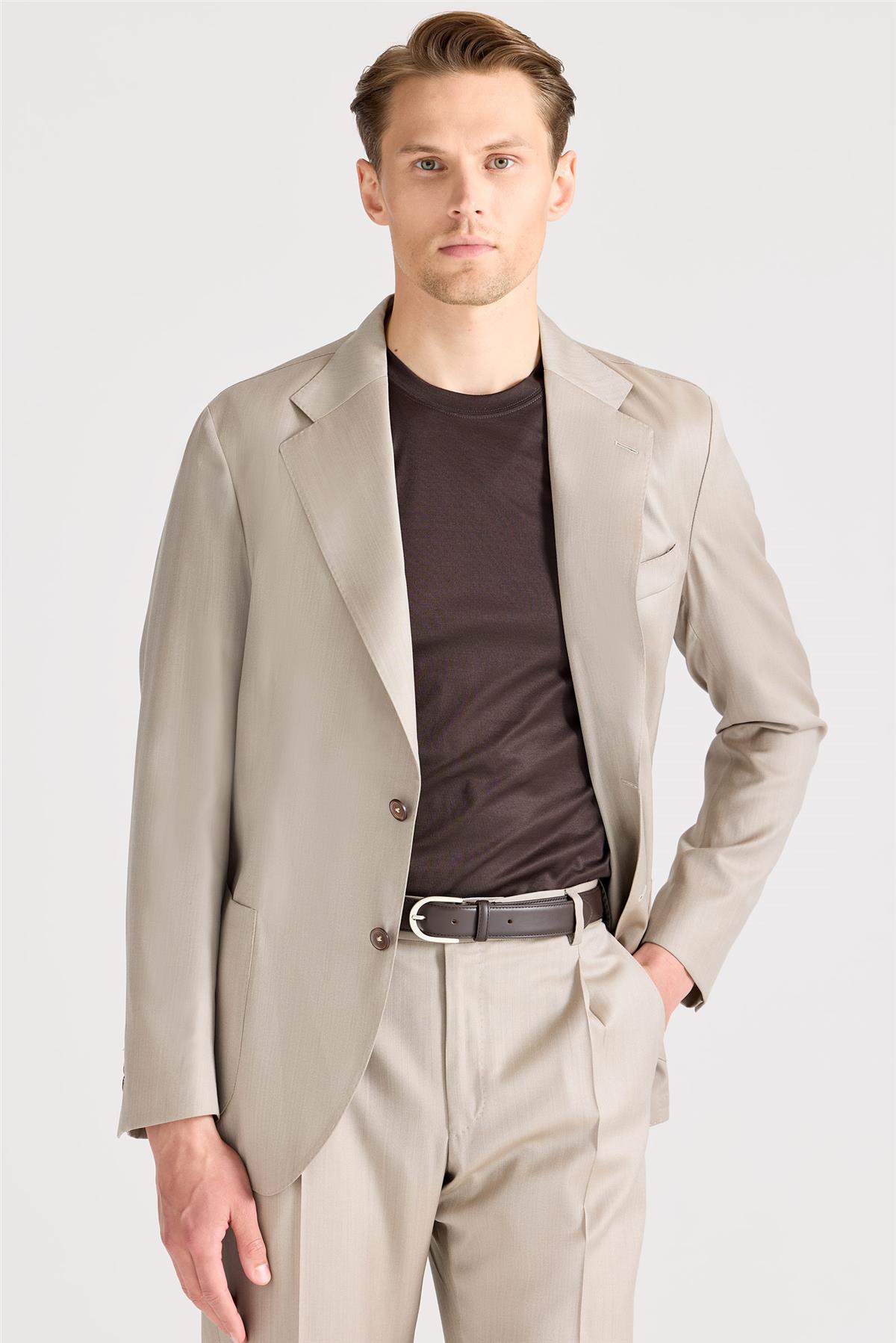 Bej Yün İpek Takım Elbise