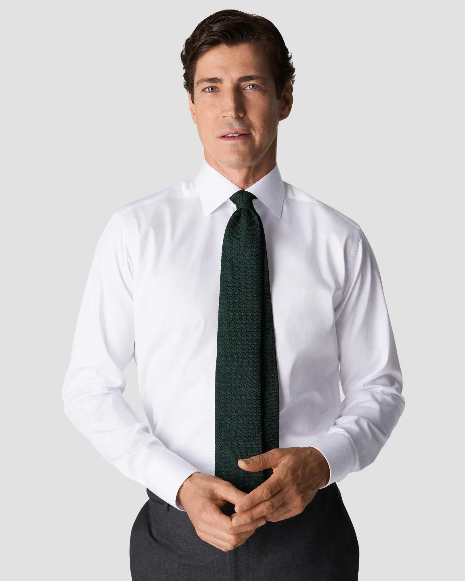 Beyaz Comfort Esnek Pamuk Twill Gömlek