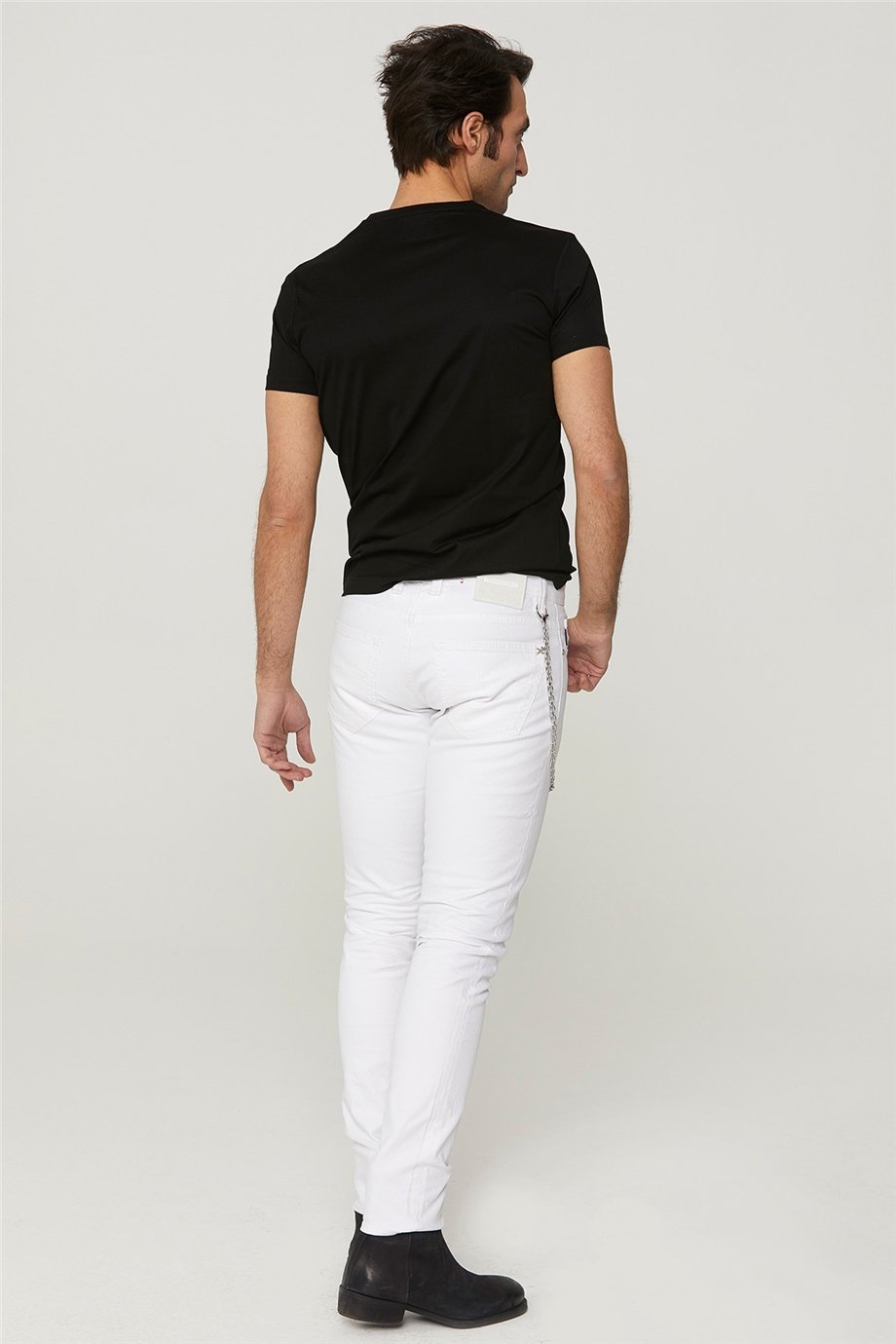 Beyaz Eskitme Denim Pantolon