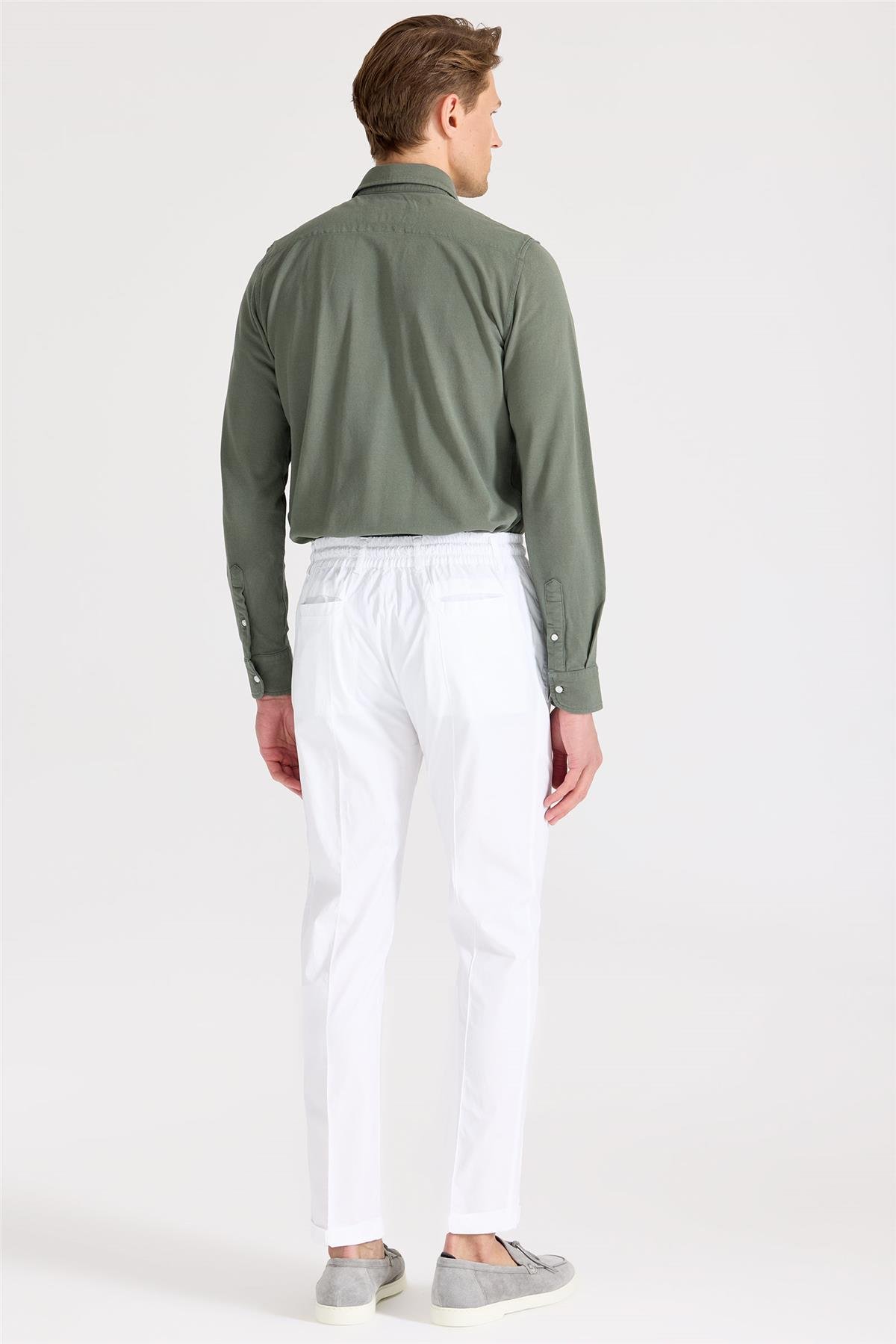 Beyaz Likra Pamuk Spor Pantolon