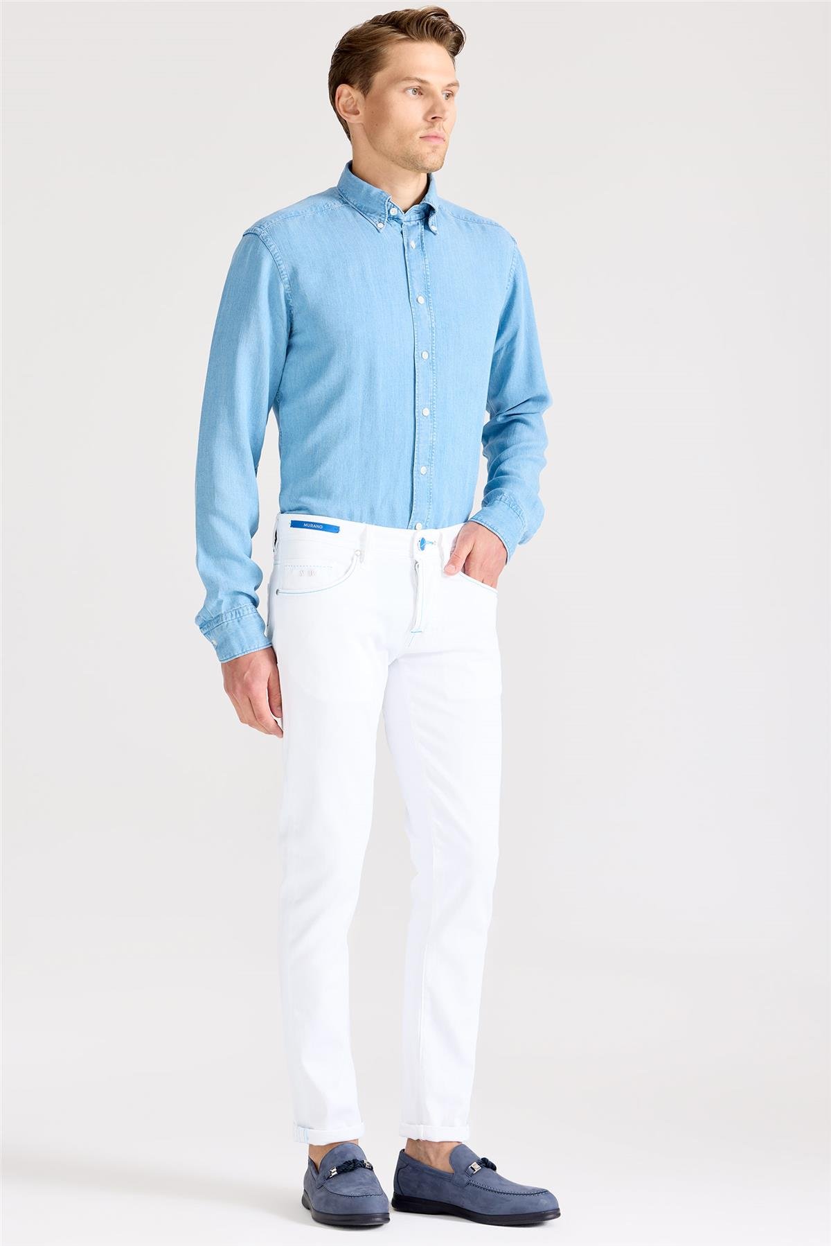 Beyaz Murano Pamuk Denim Pantolon