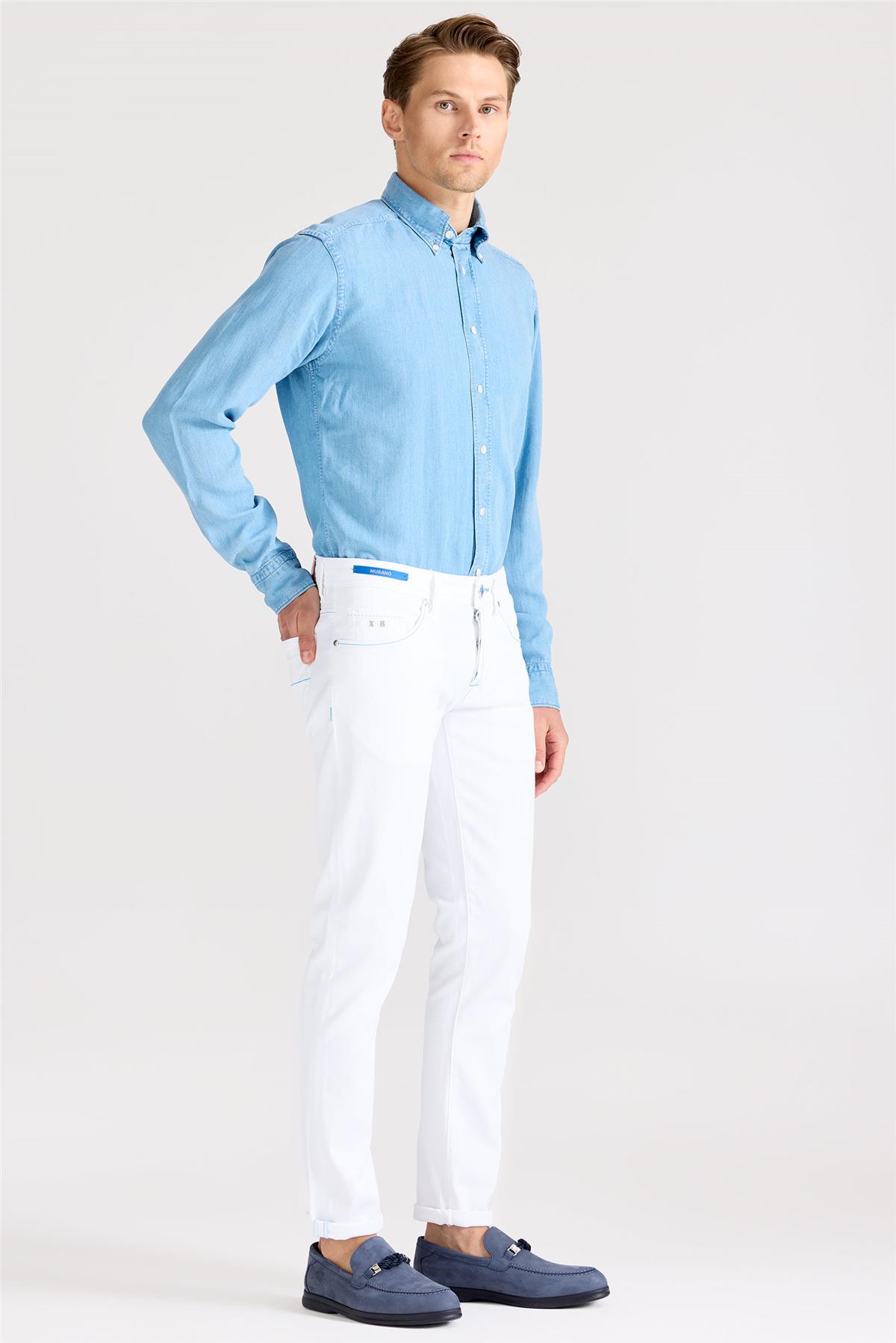 Beyaz Murano Pamuk Denim Pantolon