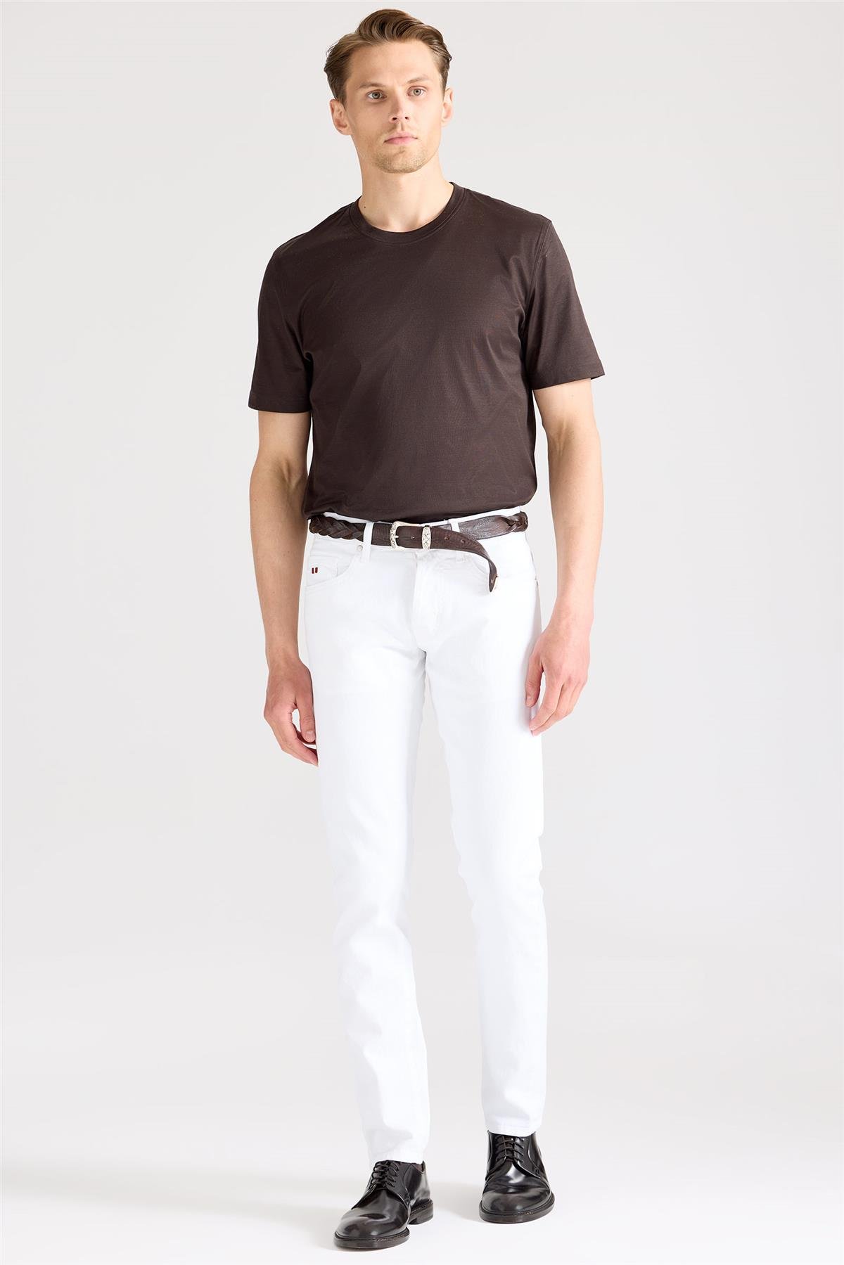 Beyaz Pamuk Denim Pantolon