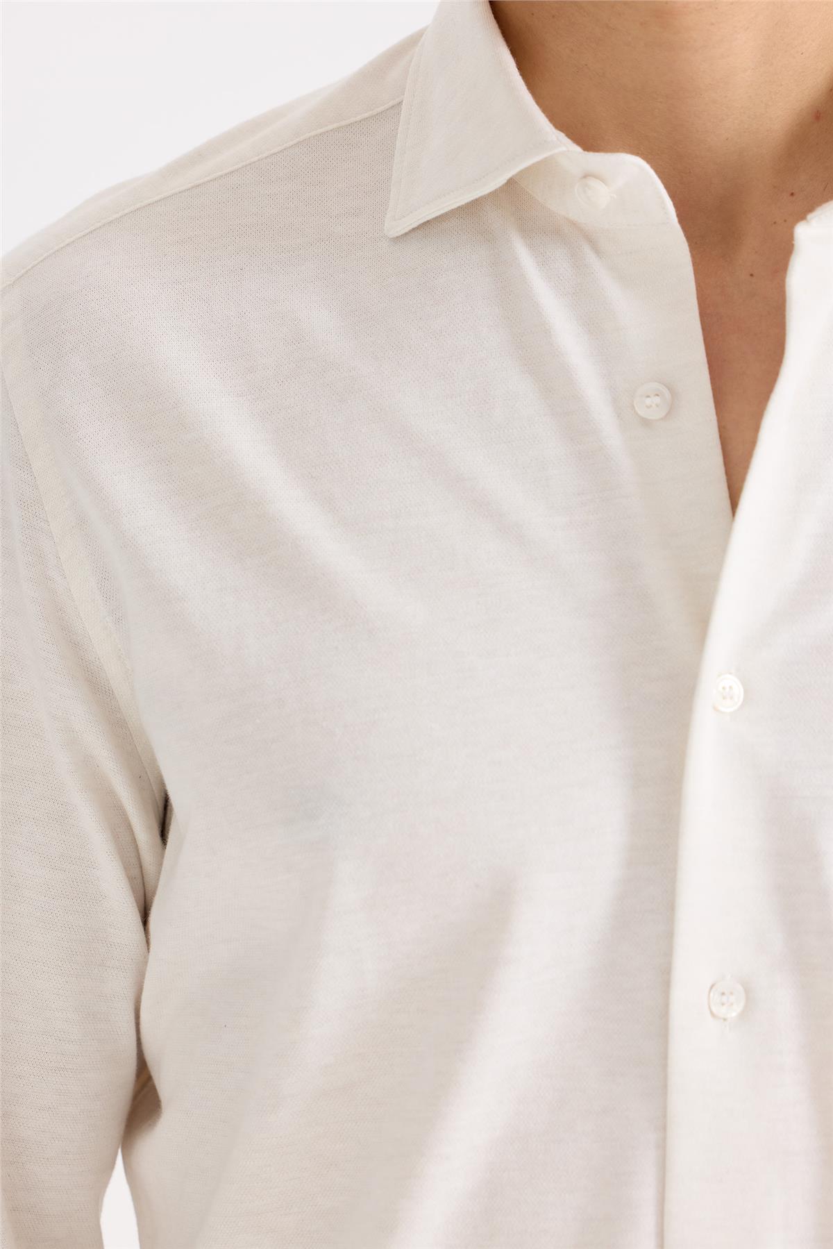 Beyaz Pamuk Kaşmir Gömlek