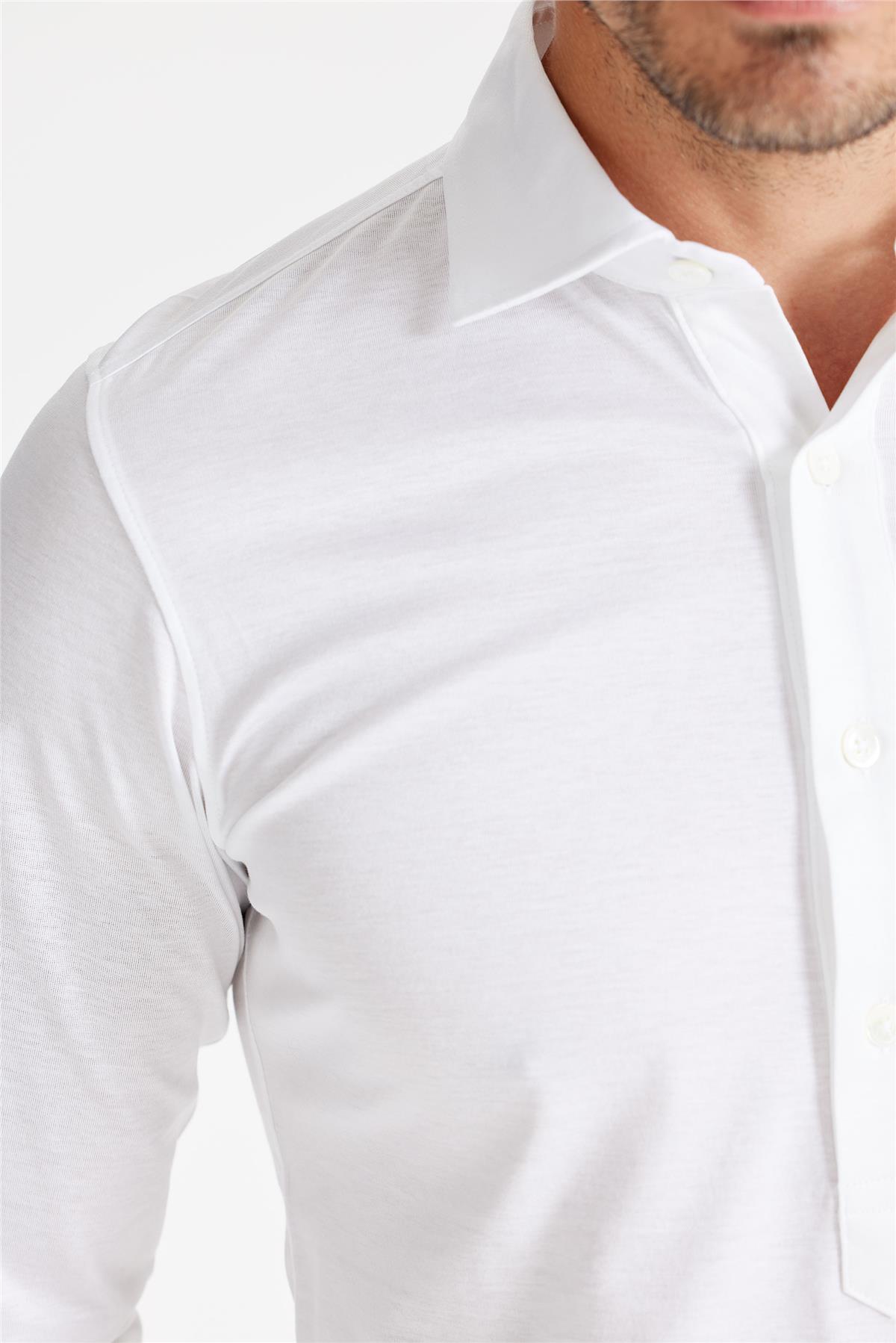 Beyaz Pamuk Merserize Gömlek