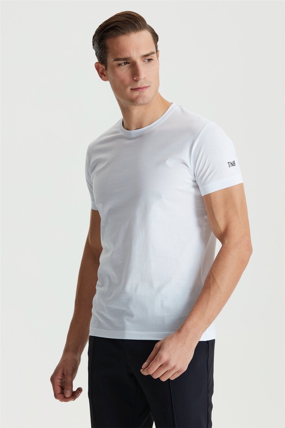 Beyaz Pamuk Saten T-shirt