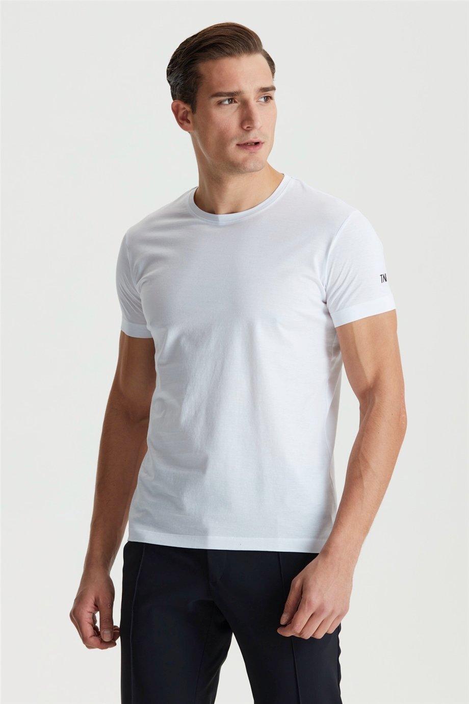 Beyaz Pamuk Saten T-shirt