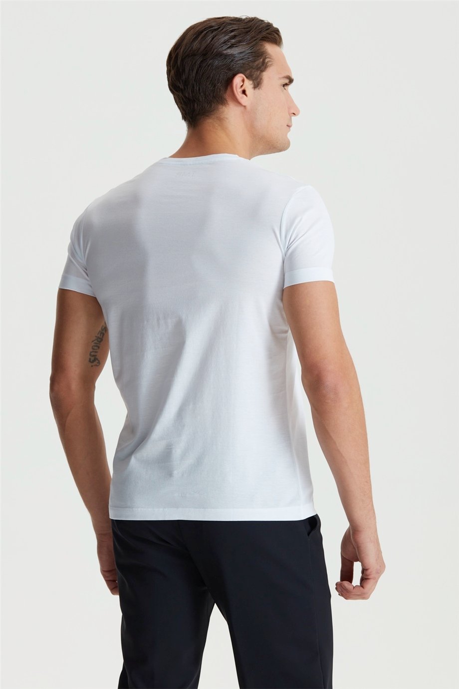 Beyaz Pamuk Saten T-shirt