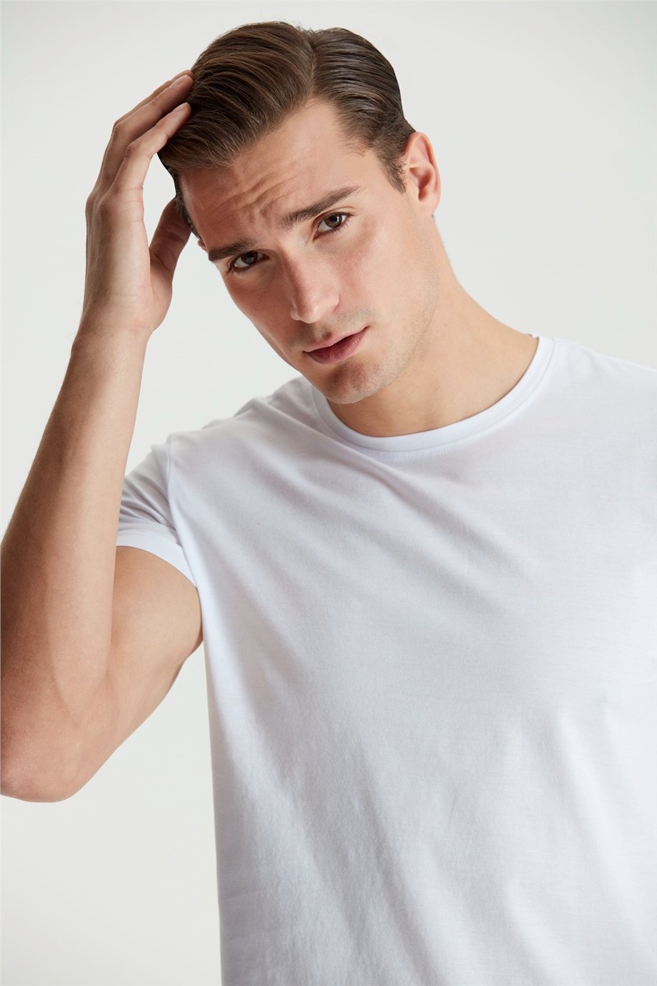 Beyaz Pamuk Saten T-shirt