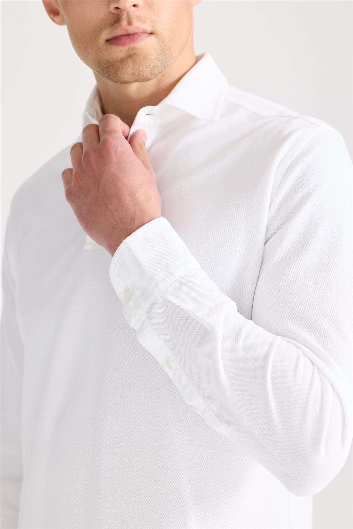 Beyaz Pima Pamuk Sweat Shirt