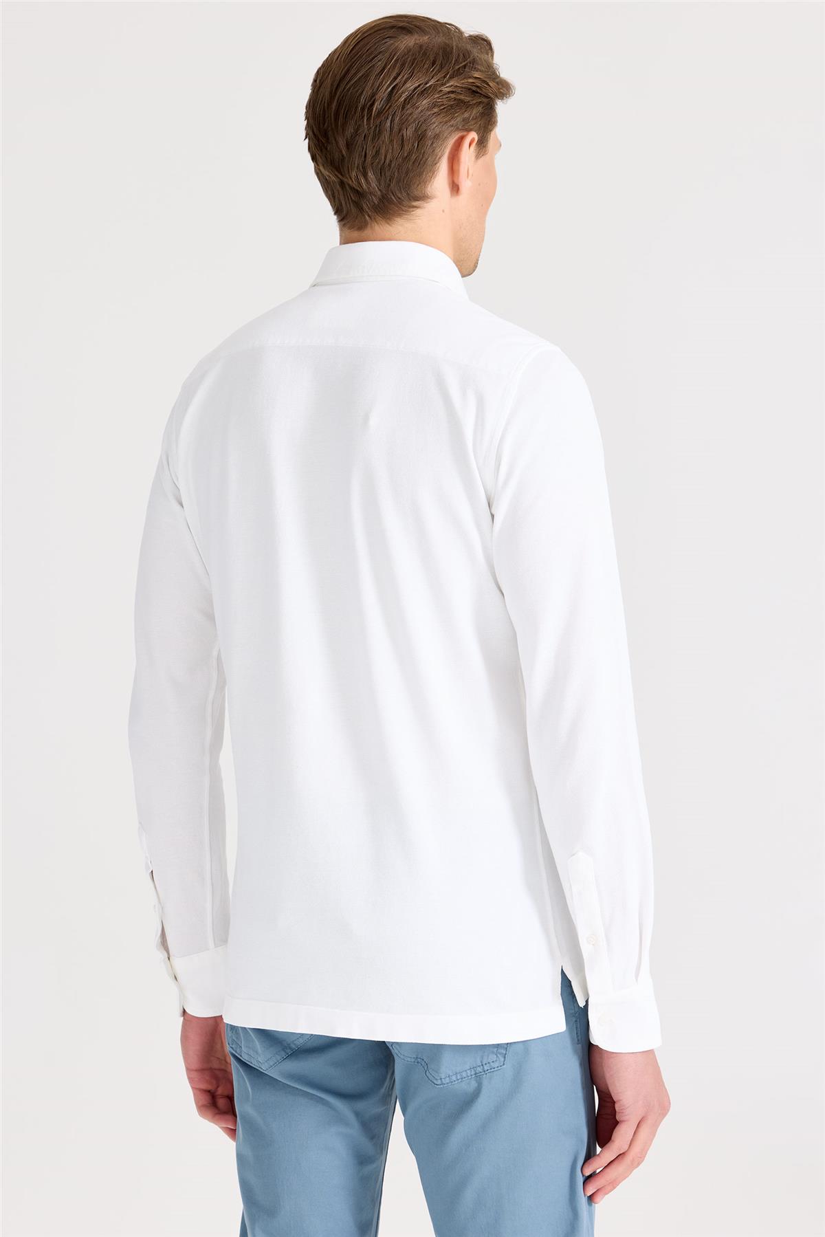 Beyaz Pima Pamuk Sweat Shirt