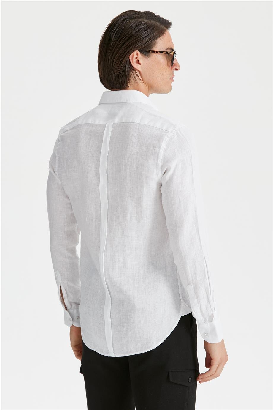 Beyaz Renk Keten Gömlek