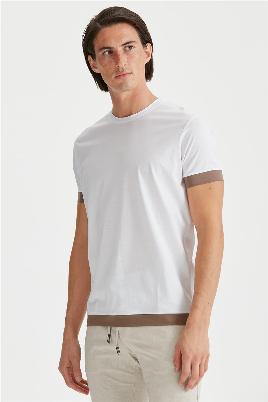 Beyaz Sıfır Yaka T-shirt