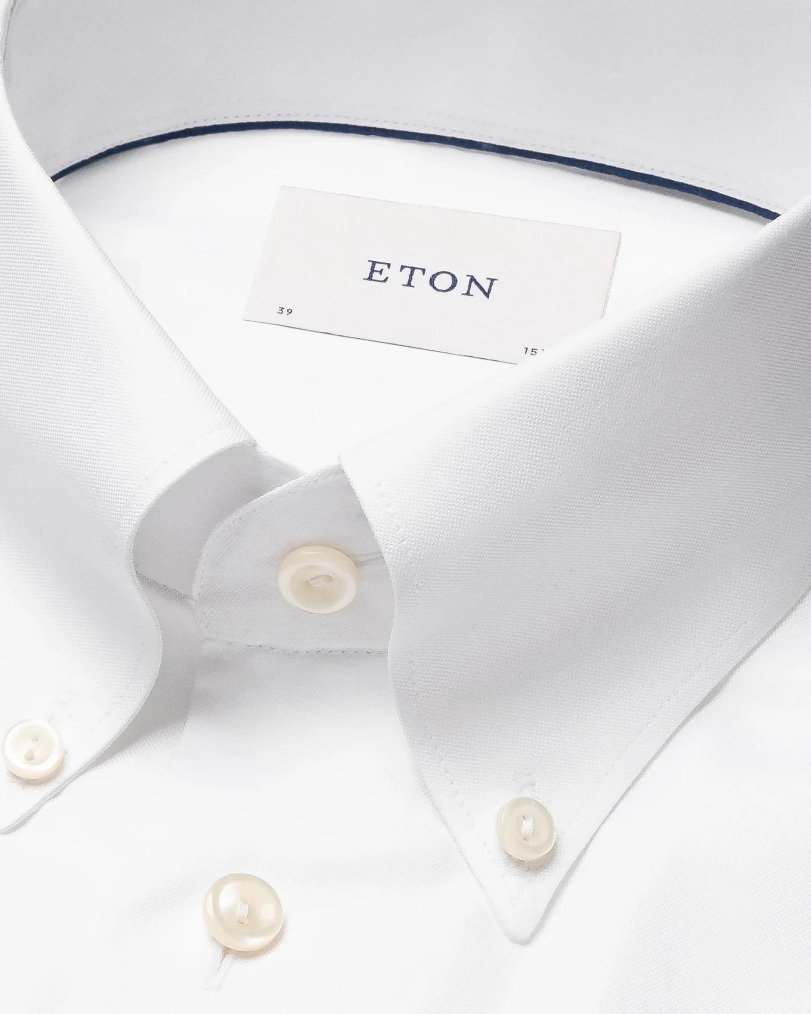 Beyaz Yaka Düğmeli Oxford Pamuk Gömlek 