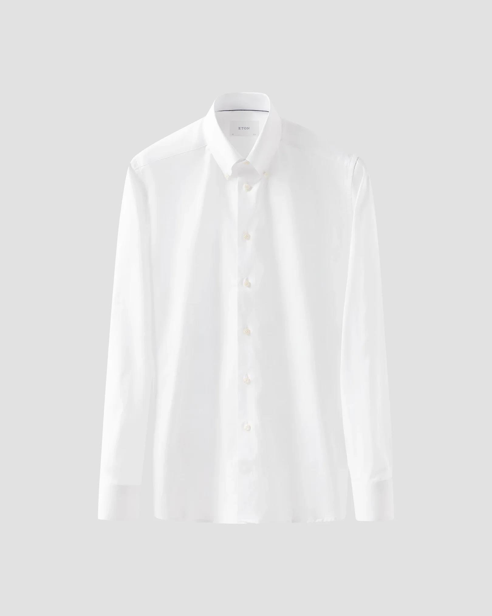 Beyaz Yaka Düğmeli Oxford Pamuk Gömlek 