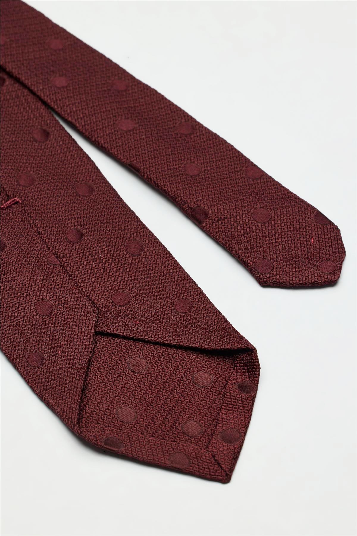 Bordo Puantiyeli Garza İpek Kravat