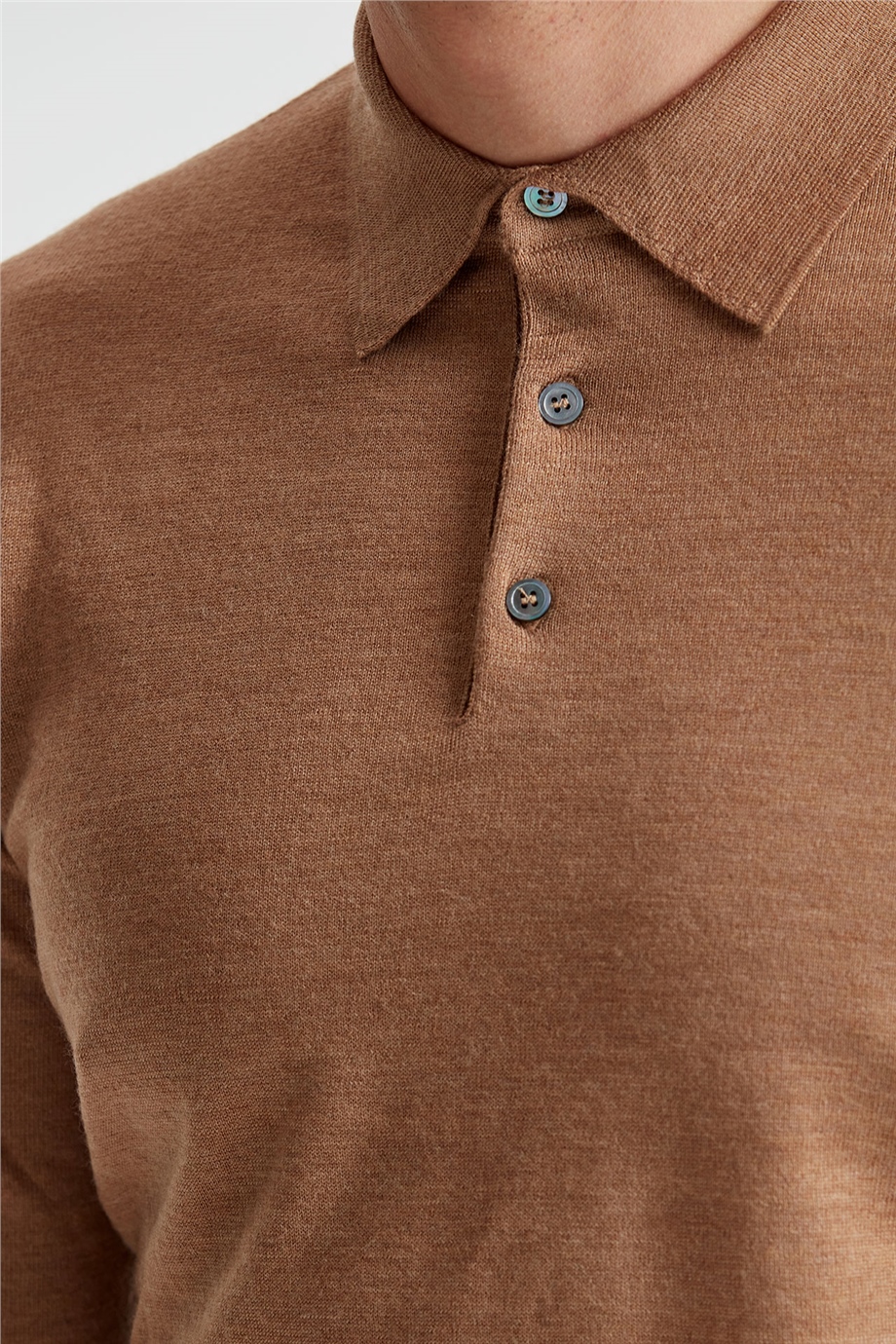 Camel Renk Polo Yaka Yün Triko