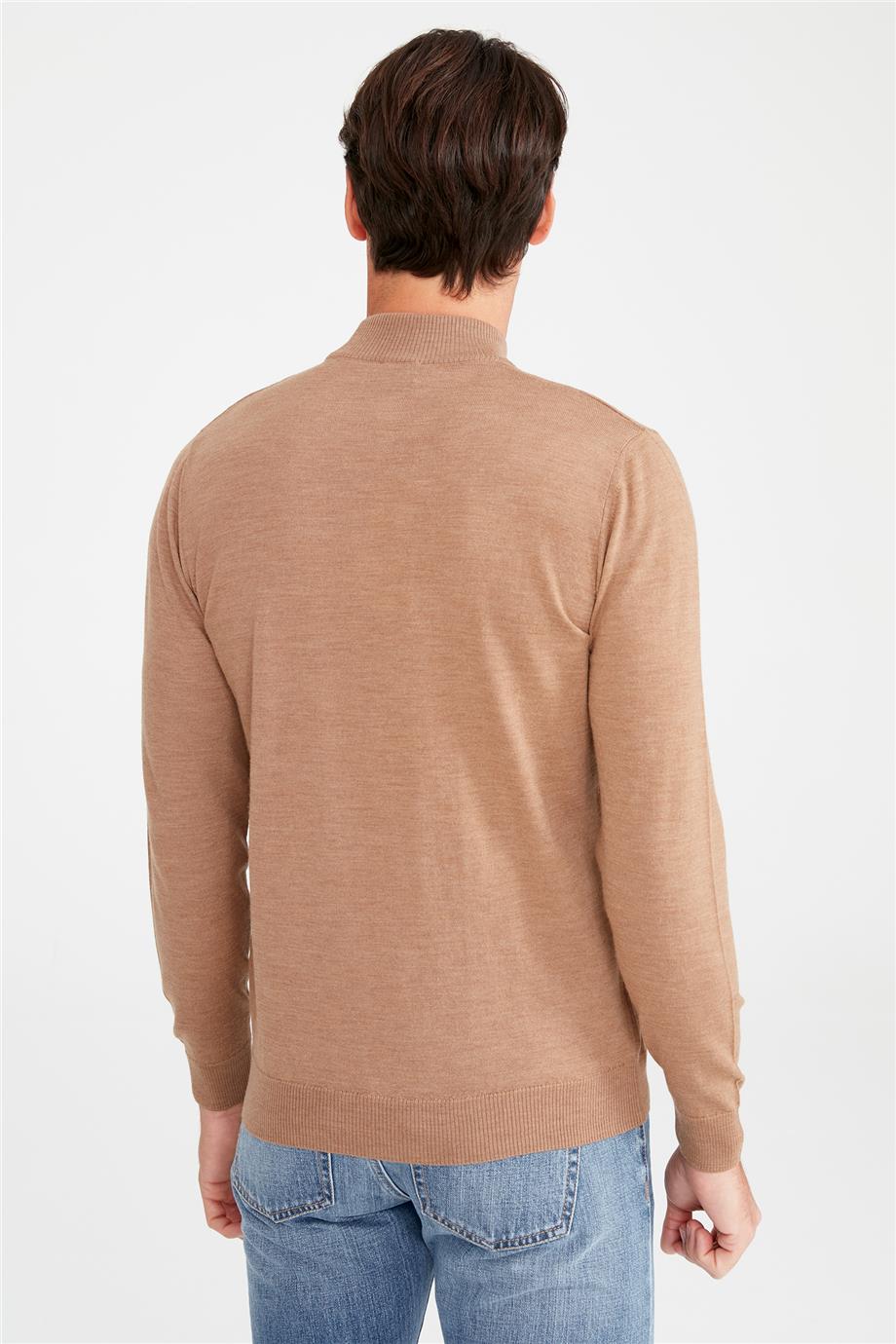 Camel Yarım Balıkçı Yaka Yün Triko