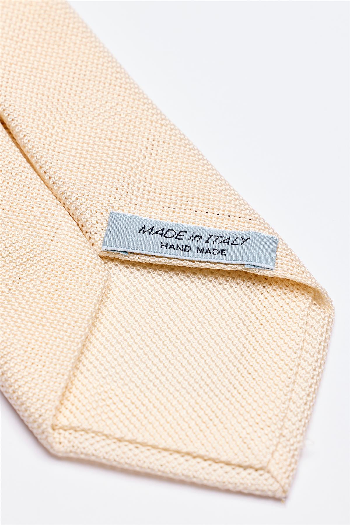 Ekru 7 Fold Örgü İpek Kravat