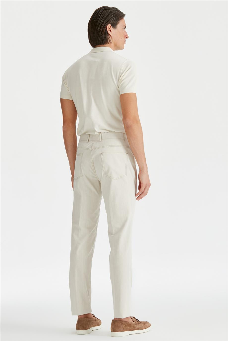 Ekru Erkek Denim Pantolon