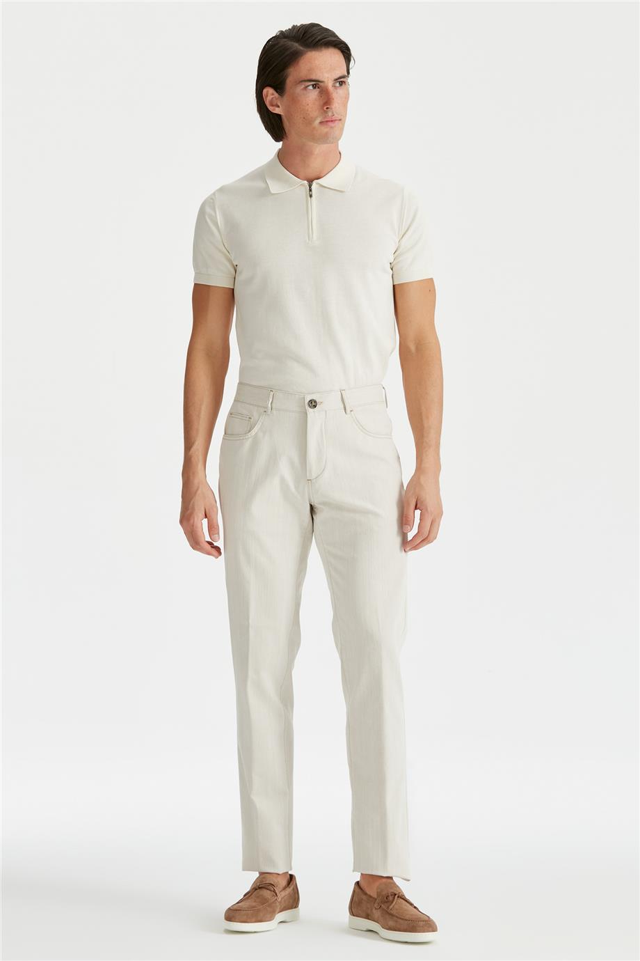 Ekru Erkek Denim Pantolon