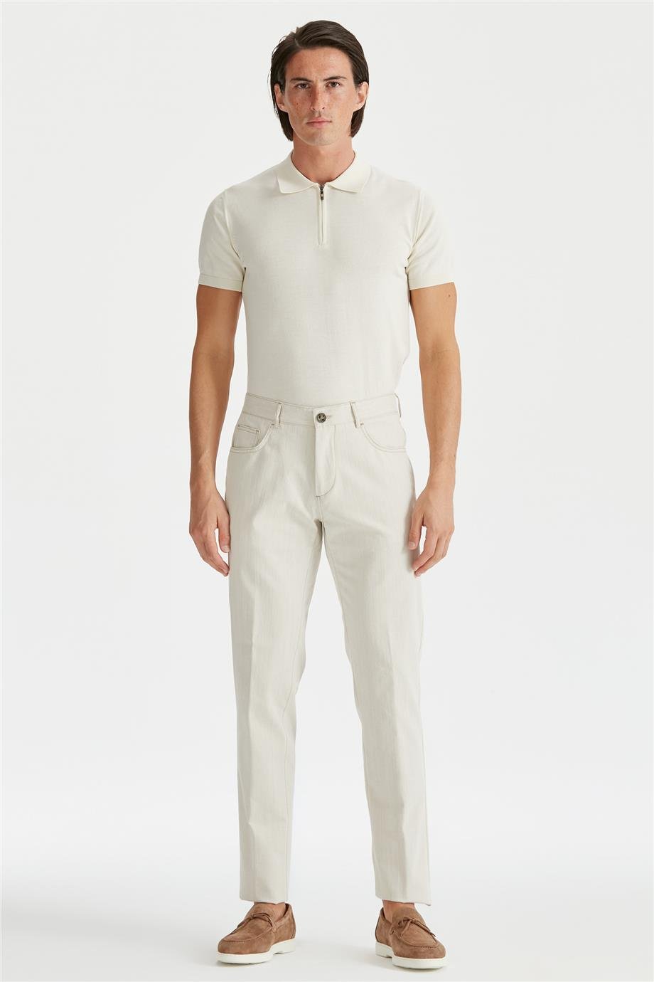 Ekru Erkek Denim Pantolon