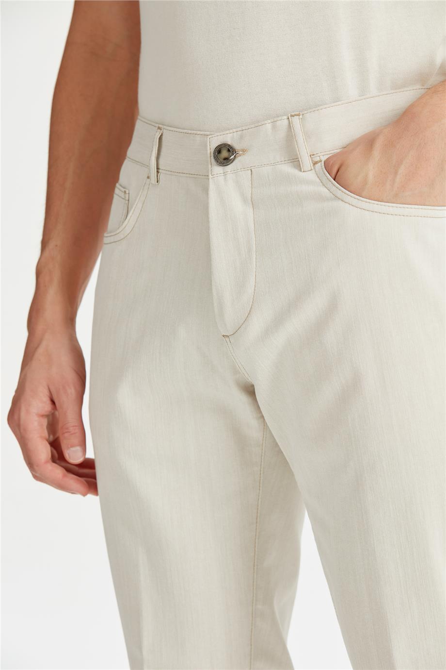 Ekru Erkek Denim Pantolon