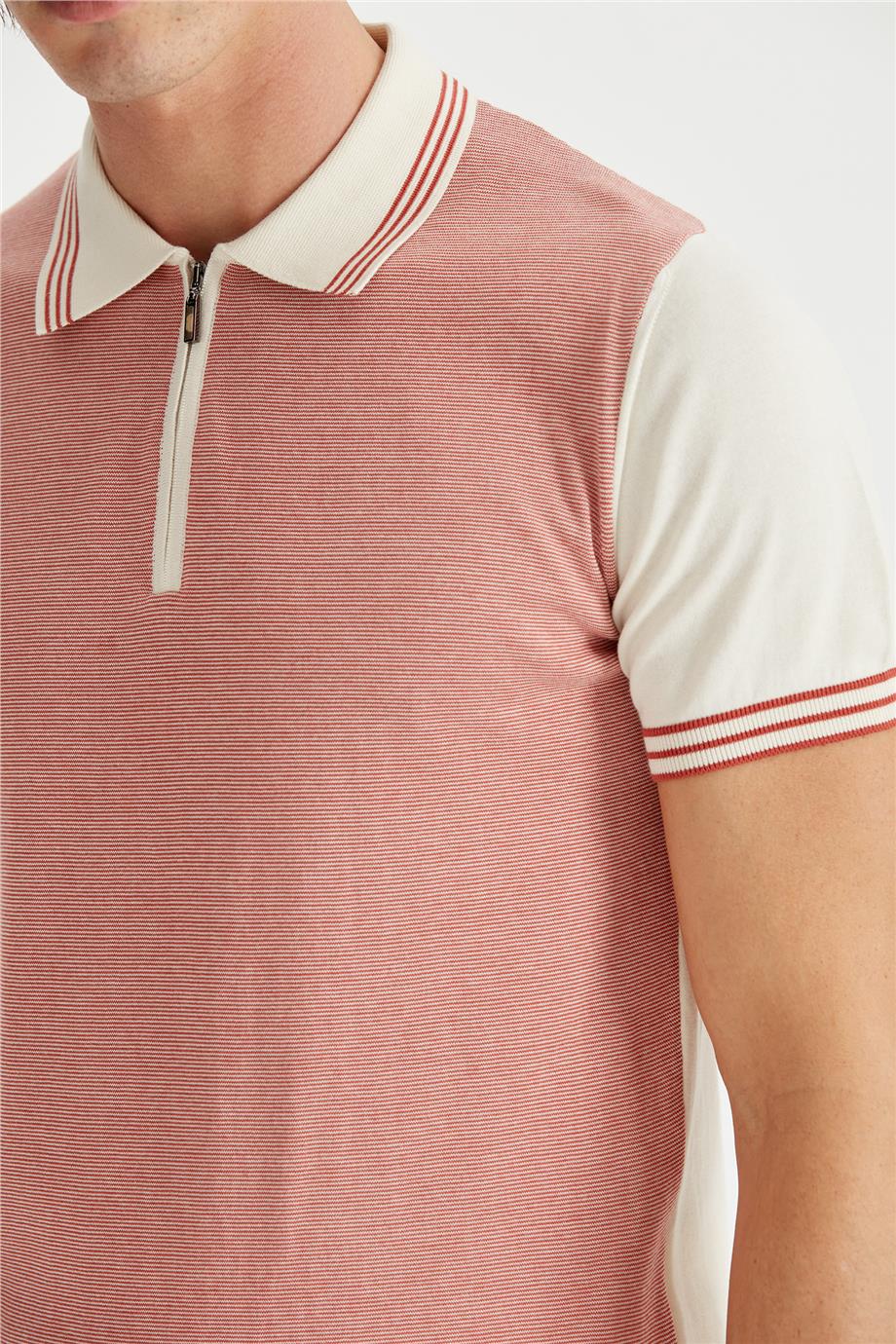 Ekru Kardinal Erkek Fermuarlı Triko
